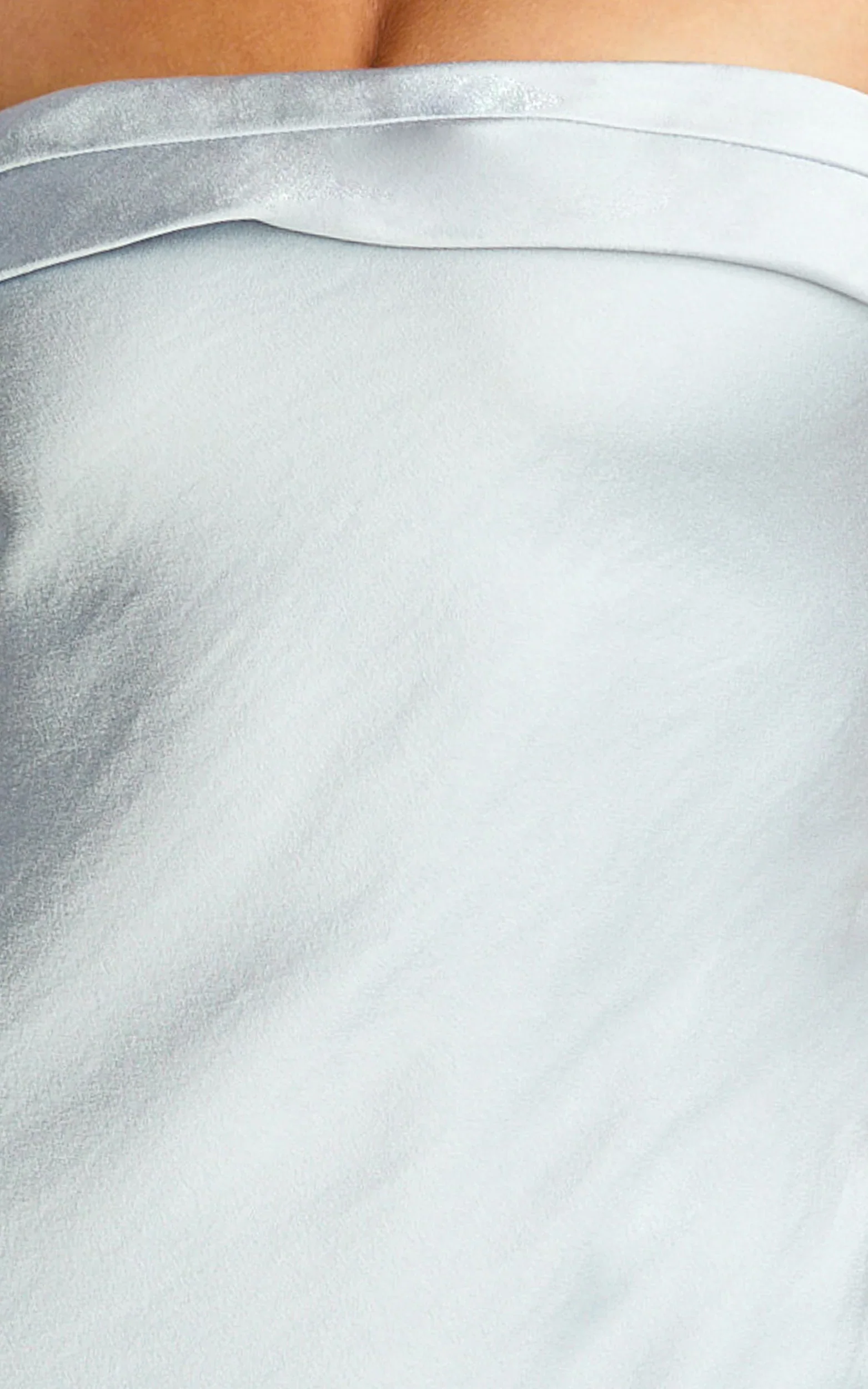 Zaya Midi Dress - Strapless Satin Slip Dress in Pale Blue