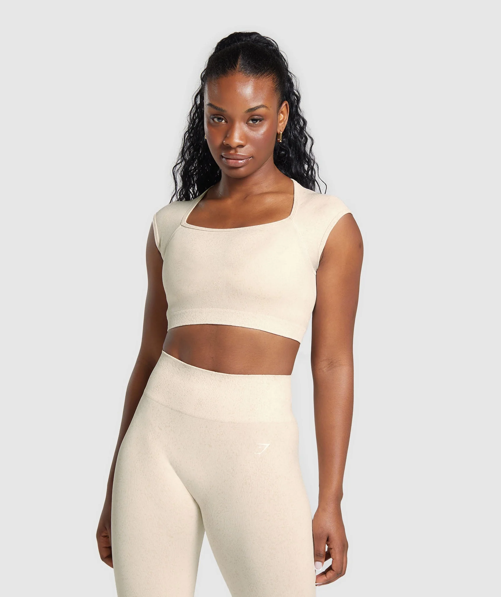 Adapt Fleck Seamless Crop Top Coconut White