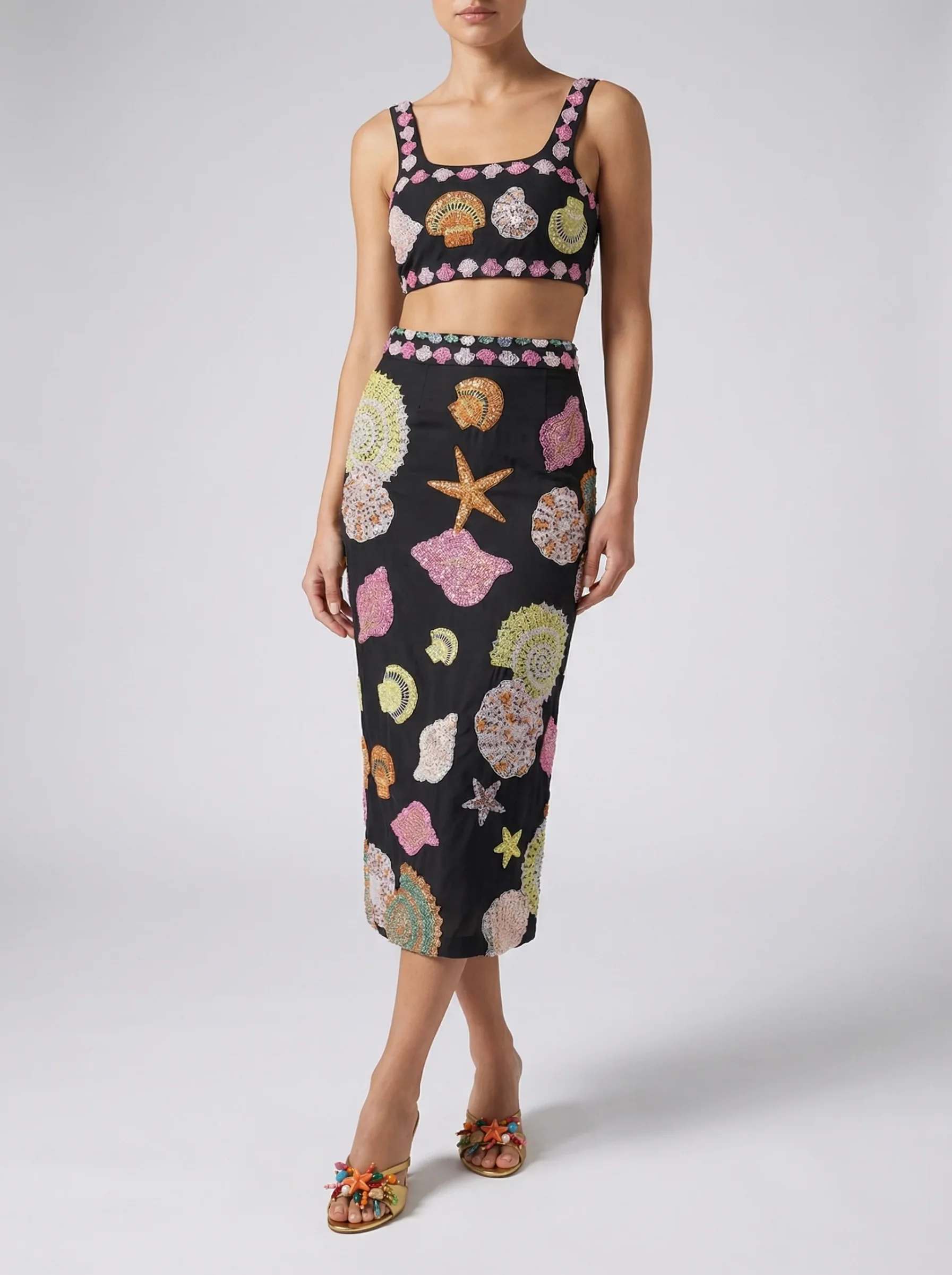 New York Hand-Embroidered Skirt Multi Colour