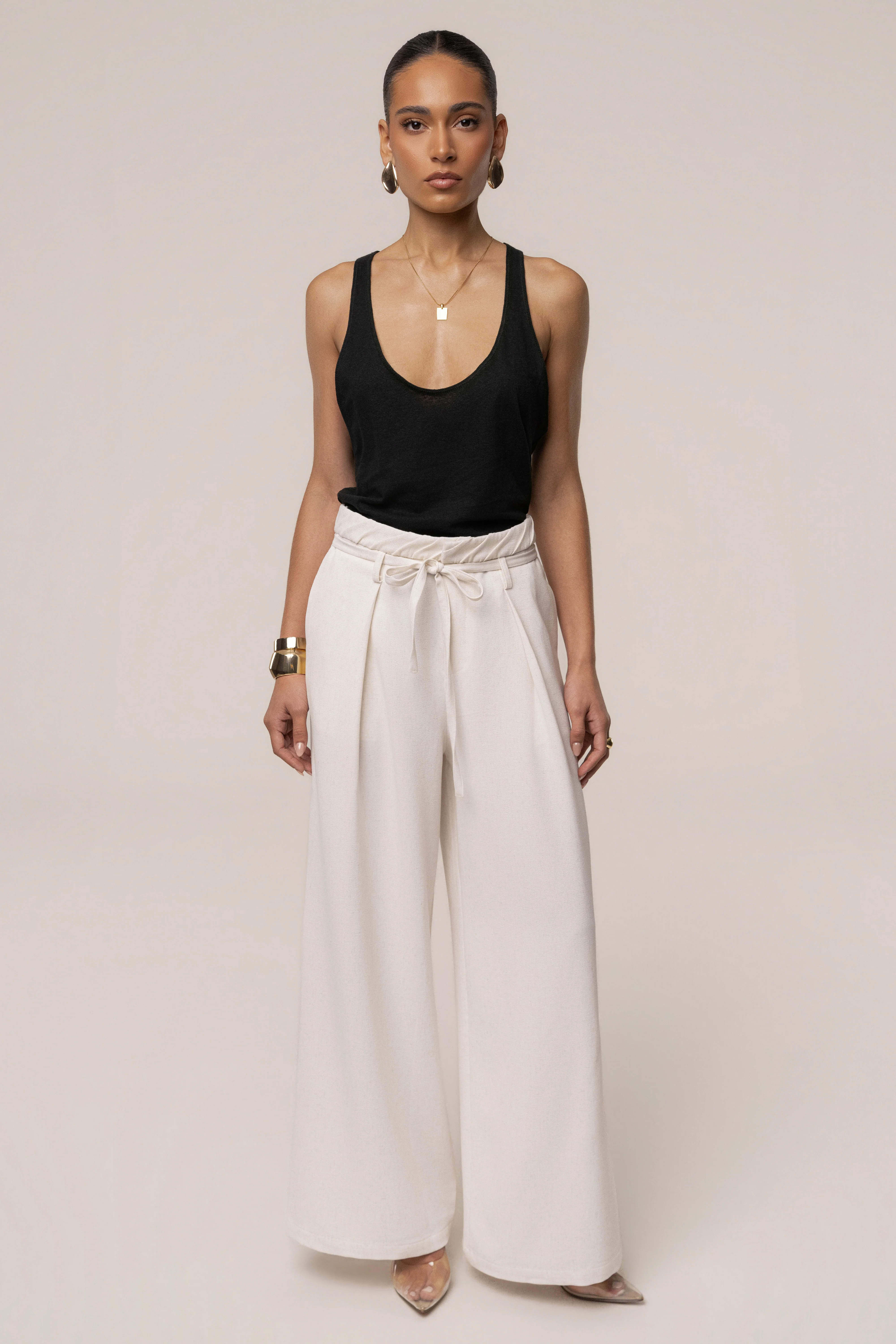Ivory Refined Ease Wide Leg Pants