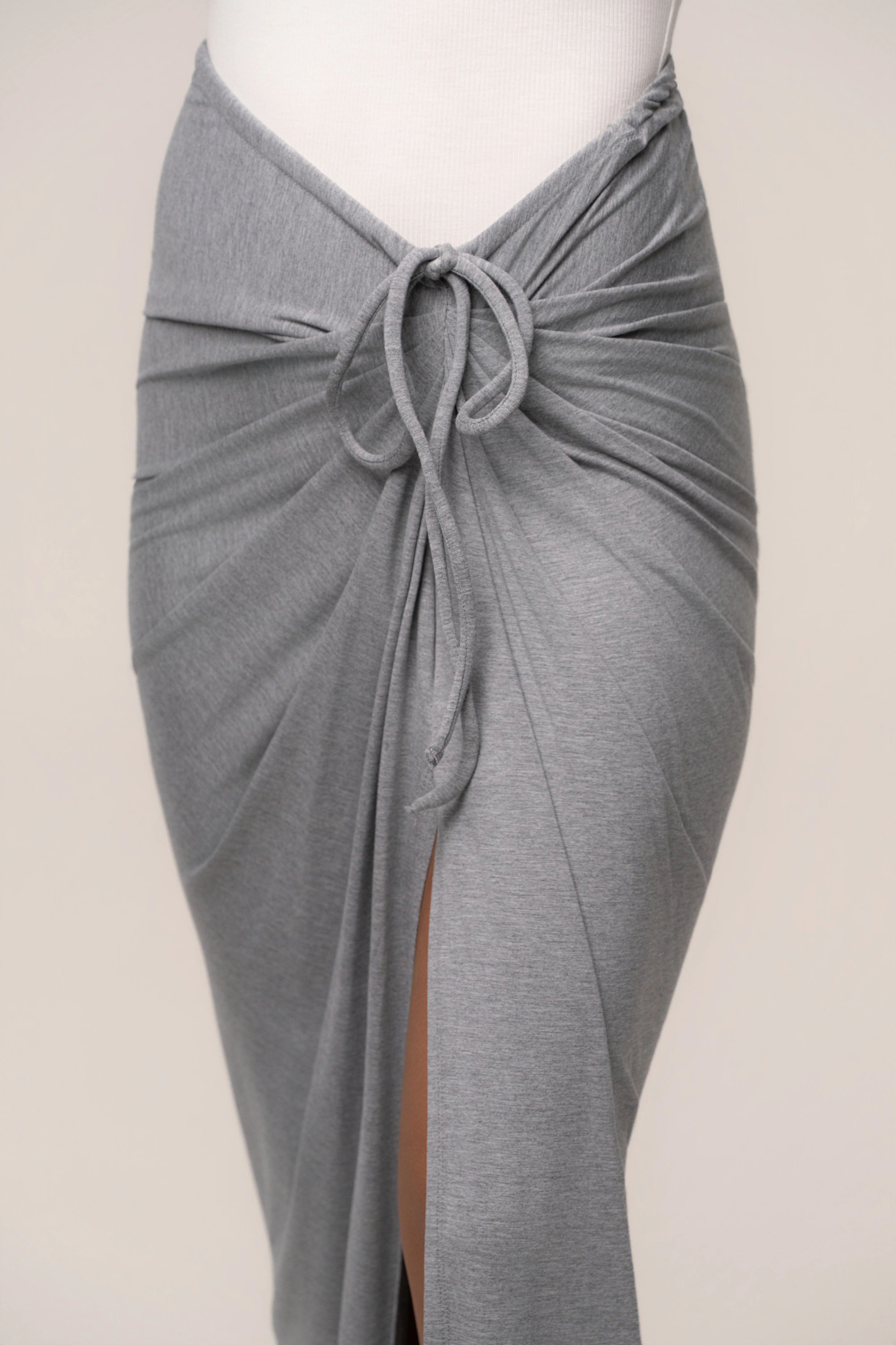 Heather Grey Island Drape Maxi Skirt