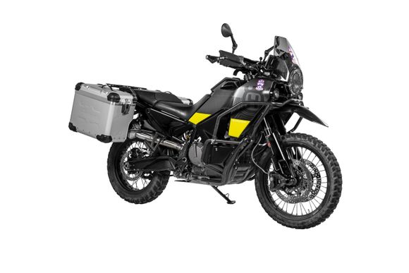 Touratech ZEGA Evo X suitcase With 45/45 offset - Black support included - Gray anodizedRef: Trt01153A / 01-414-6876-0