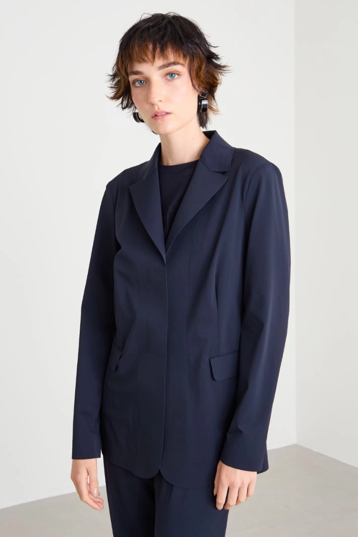Technical jersey blazer - NIGHT BLUE