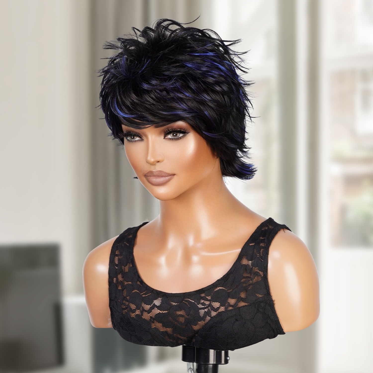 Short Spiked Mullet Wig Taraji