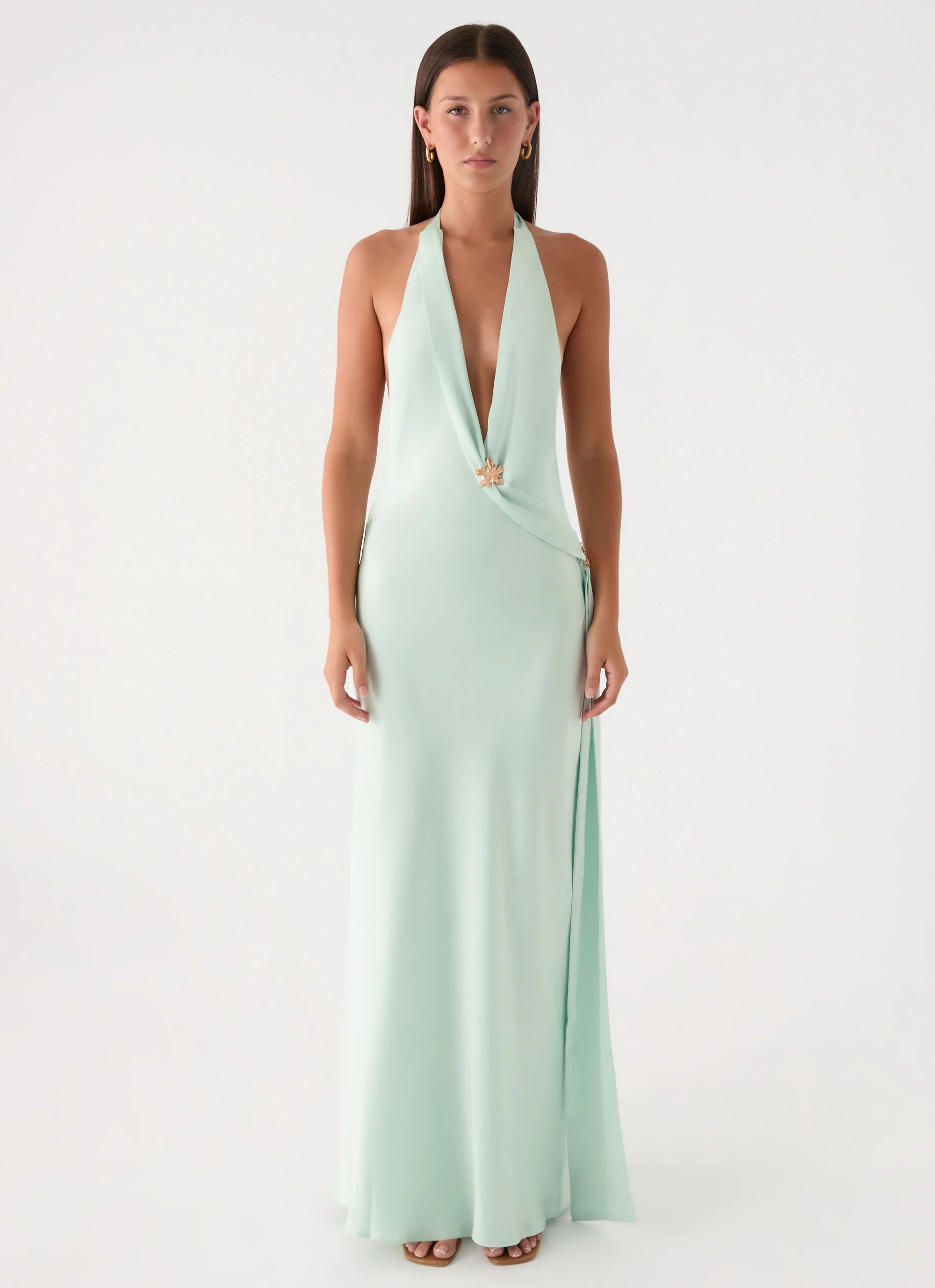 Eleni Halter Maxi Dress - Pistachio
