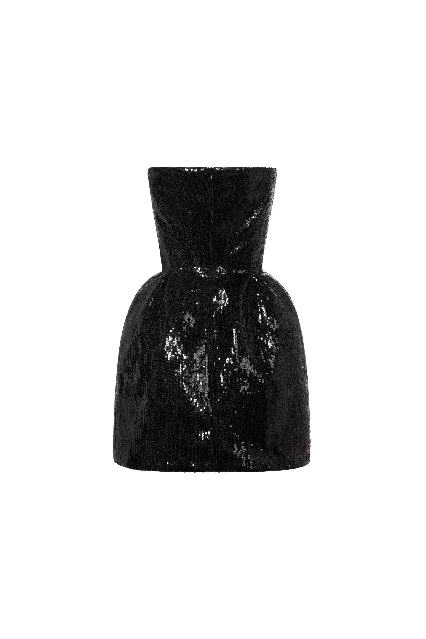 Sculpted black shiny mini dress