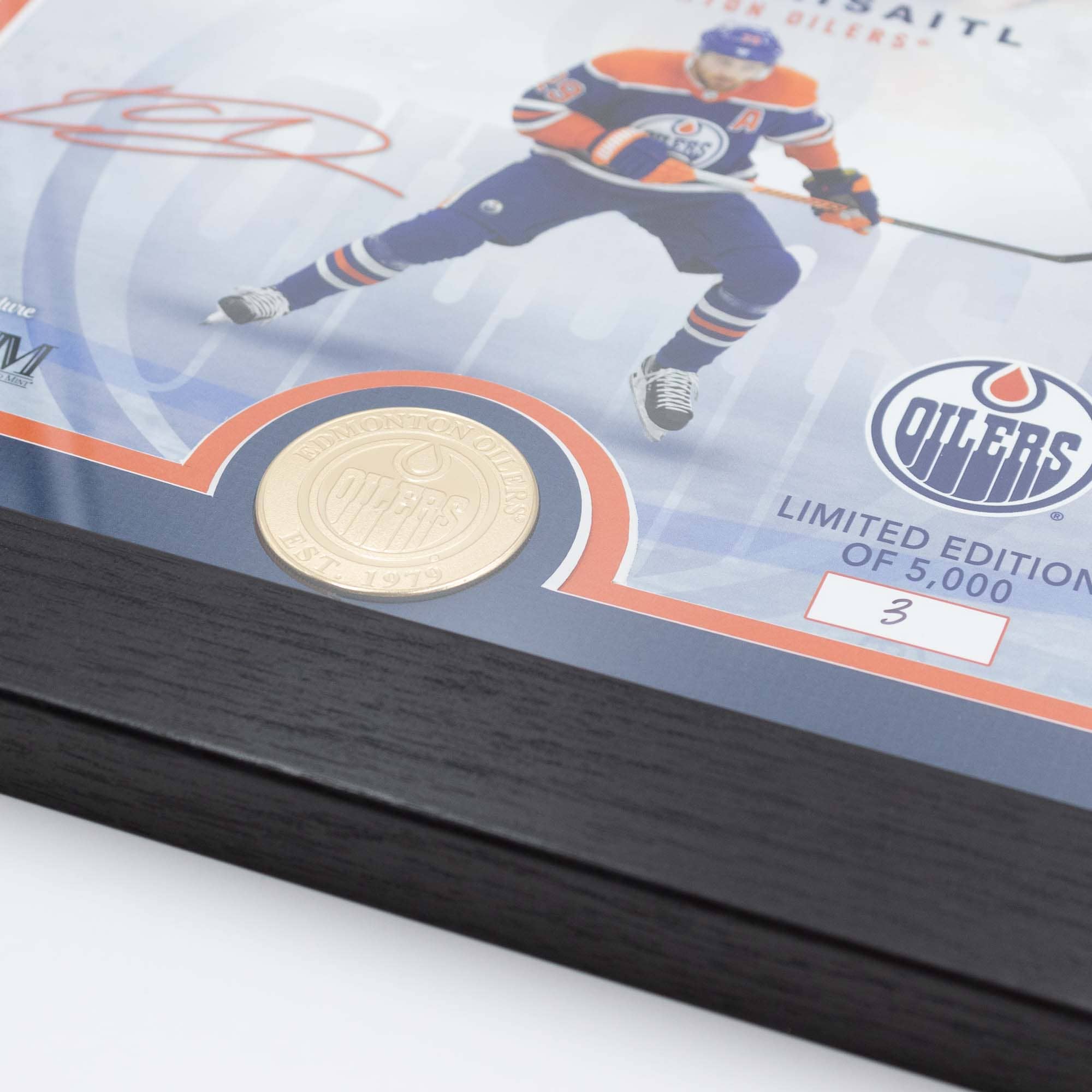 Leon Draisaitl Edmonton Oilers Bronze Coin Framed NHL Photo