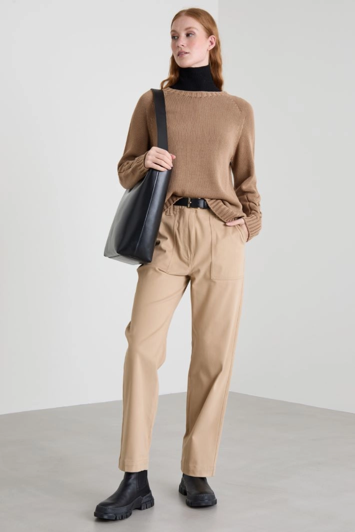 Cable-knit sweater - CAMEL