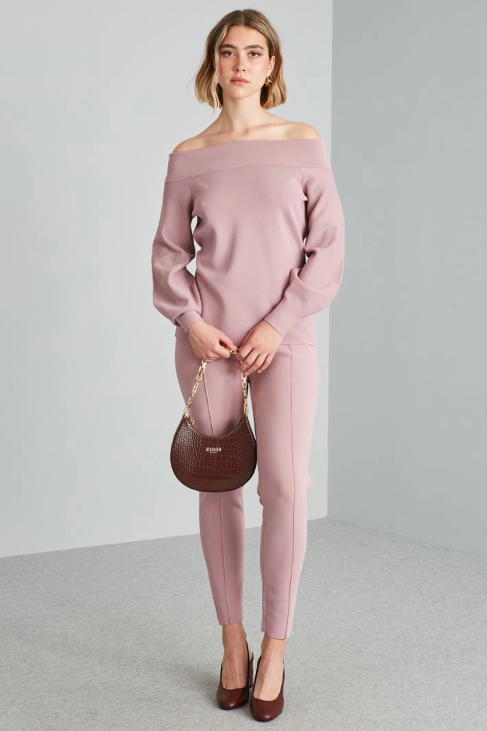 Viscose off-the-shoulder sweater - ANTIQUE PINK