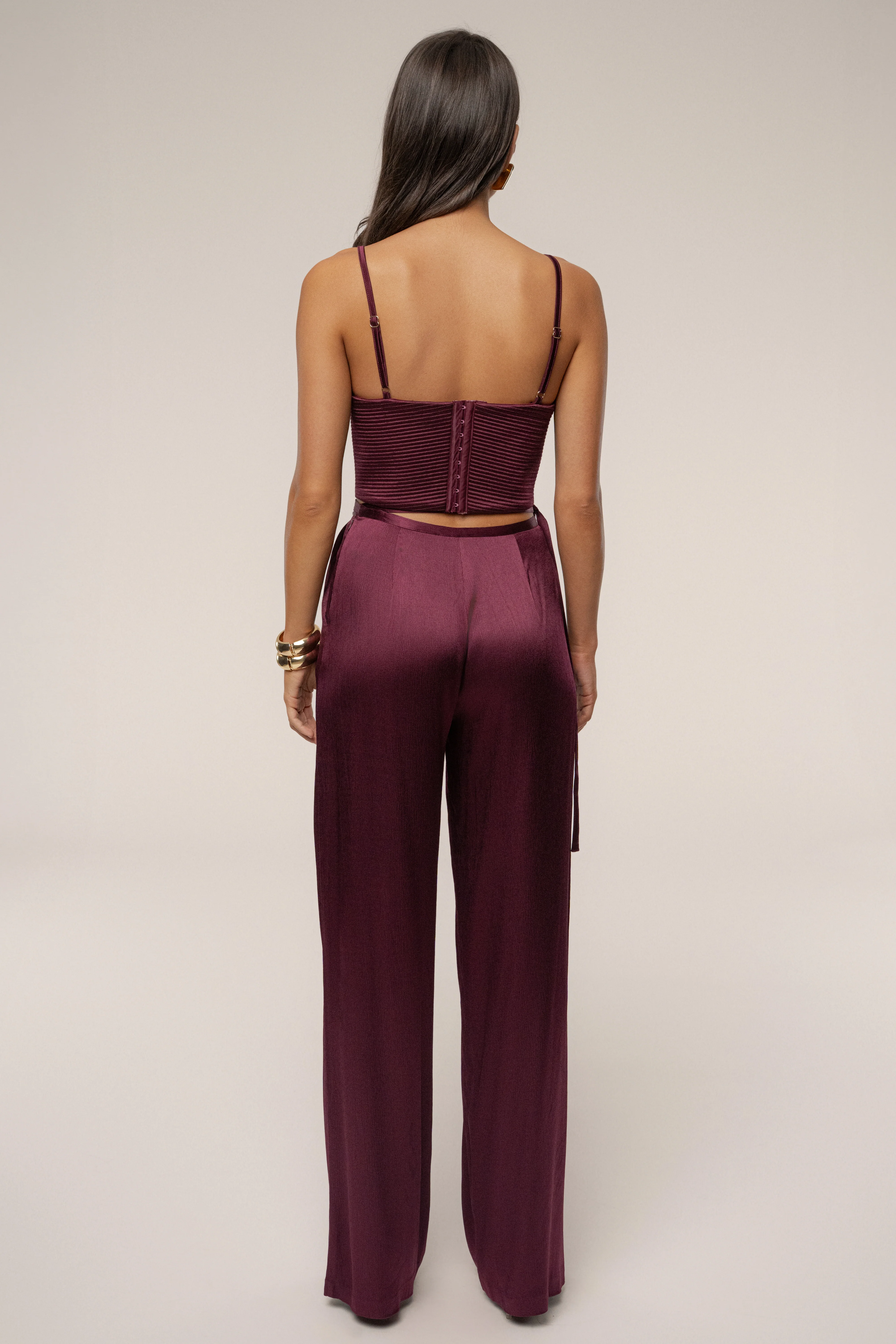 Burgundy Deserae Satin Pants