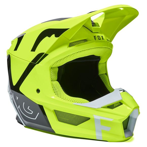 Casque cross Fox V1 SKEW - FLUO YELLOW 2022 - JauneRef : FX3235