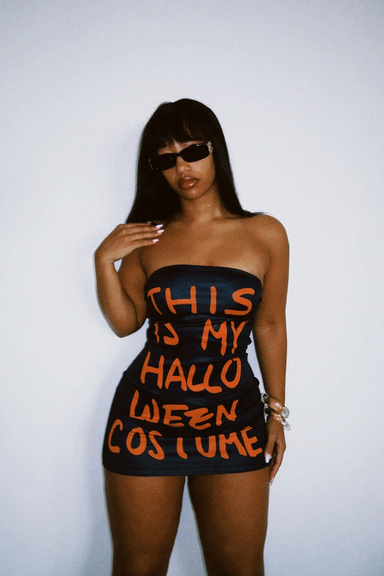 This Is My Bodycon Mini Dress Halloween Costume - Black/Orange