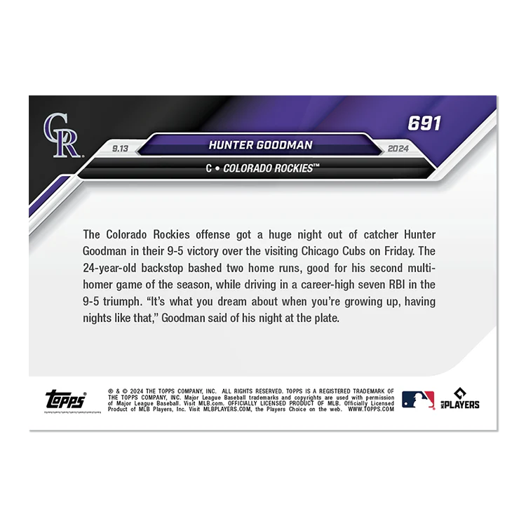 Hunter Goodman - 2024 MLB TOPPS NOW® Card 691