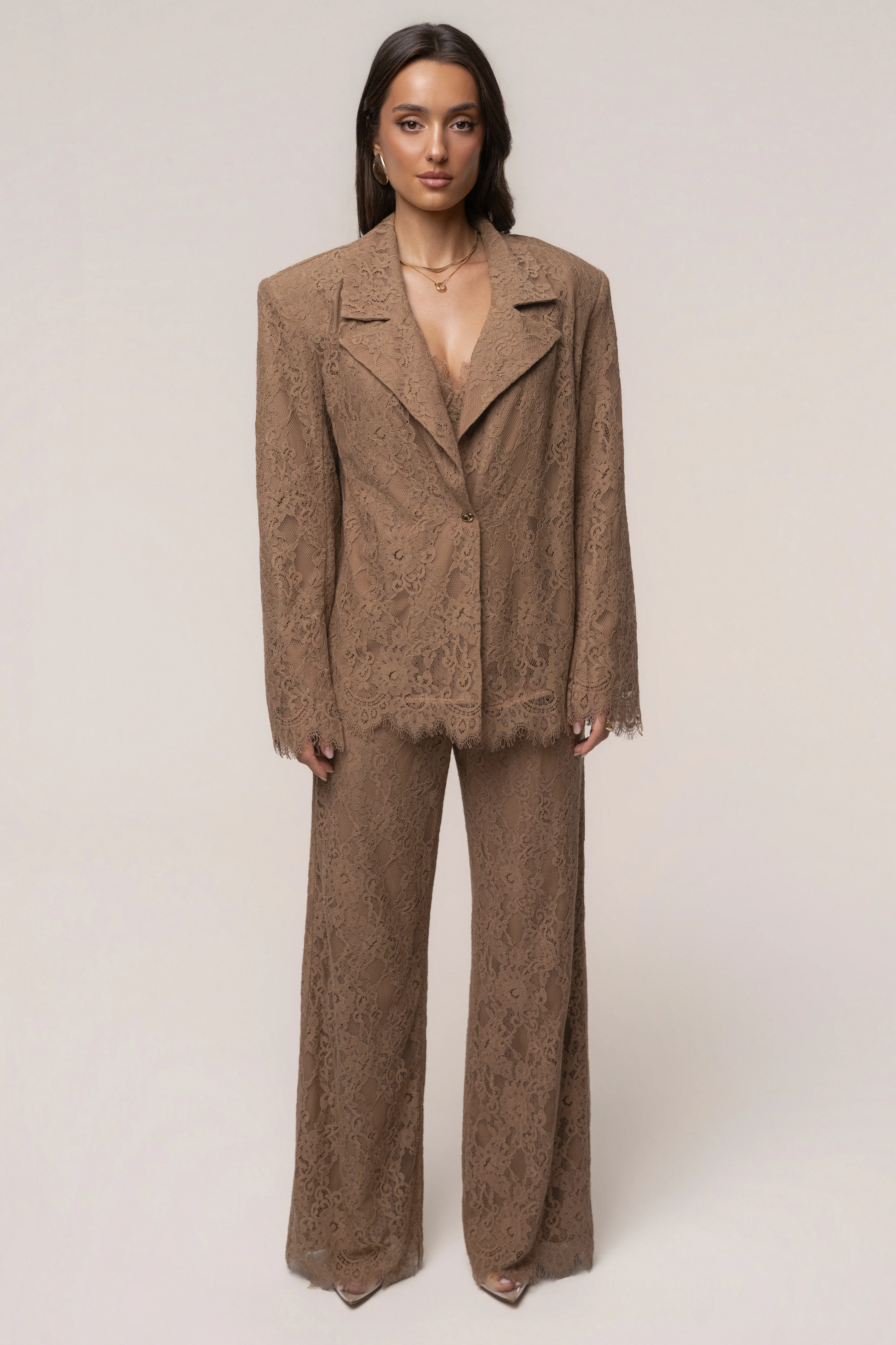 Tan Lace And Desire Blazer