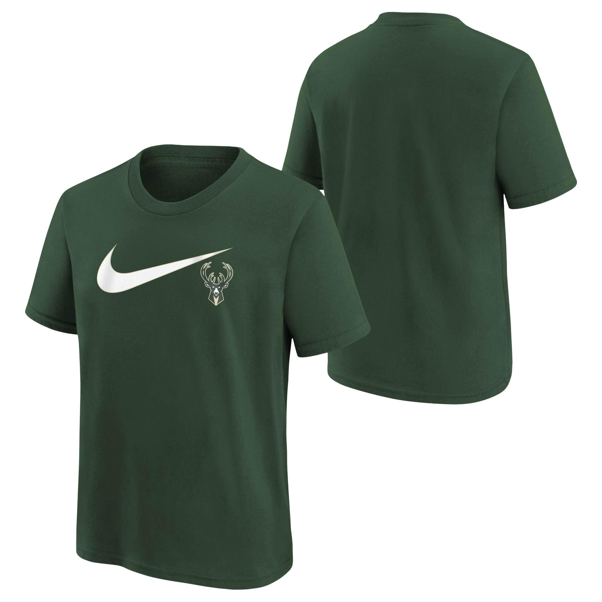Milwaukee Bucks Nike Swoosh Logo NBA T-Shirt Green (YOUTH)