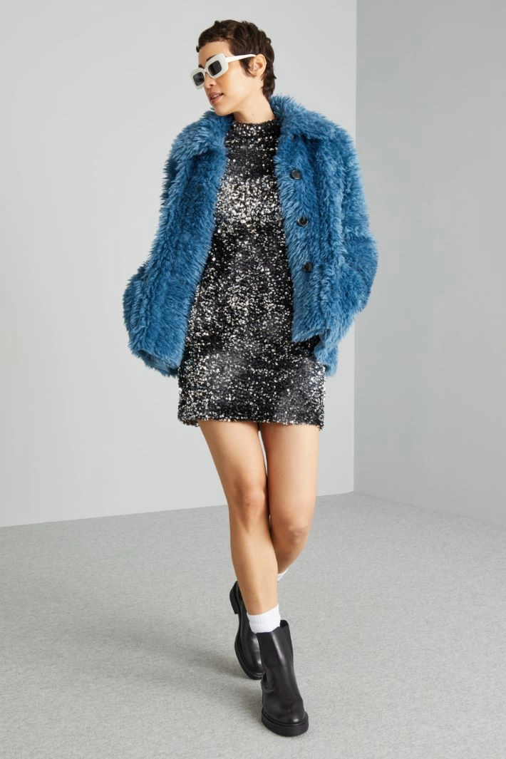 Slim-fit sequined dress - BLACK SILVER