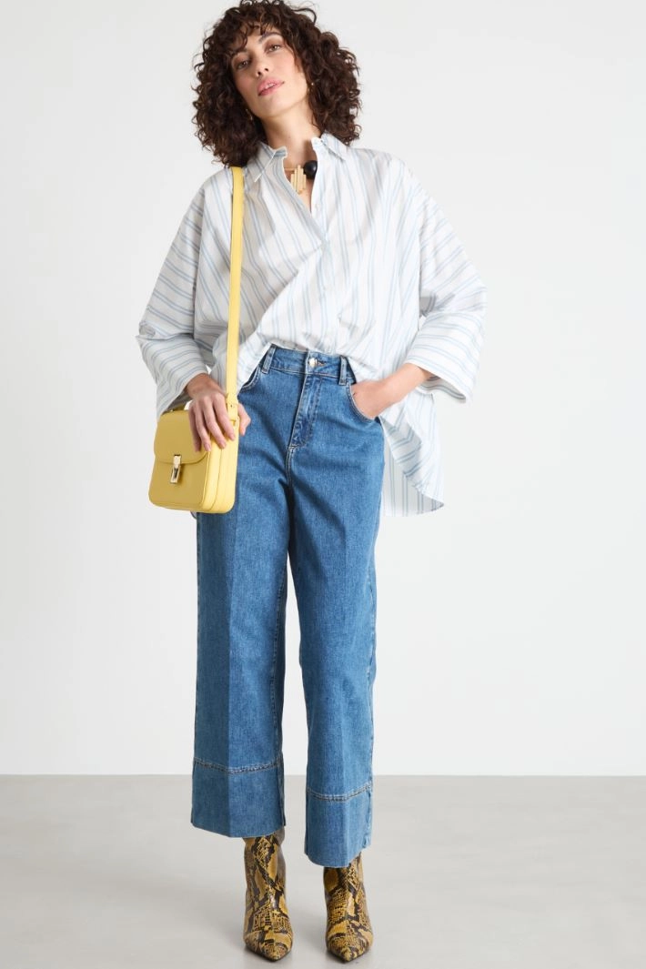 Stretch jeans with top-stitched hem - BLUE