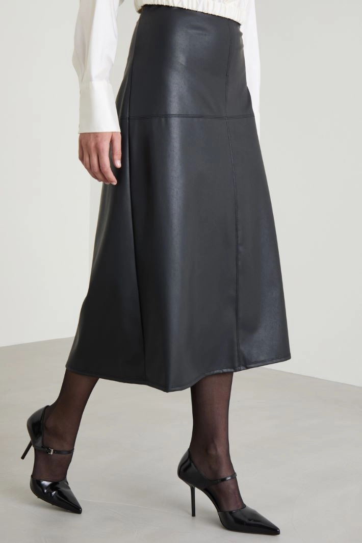 Coated jersey skirt - BLACK