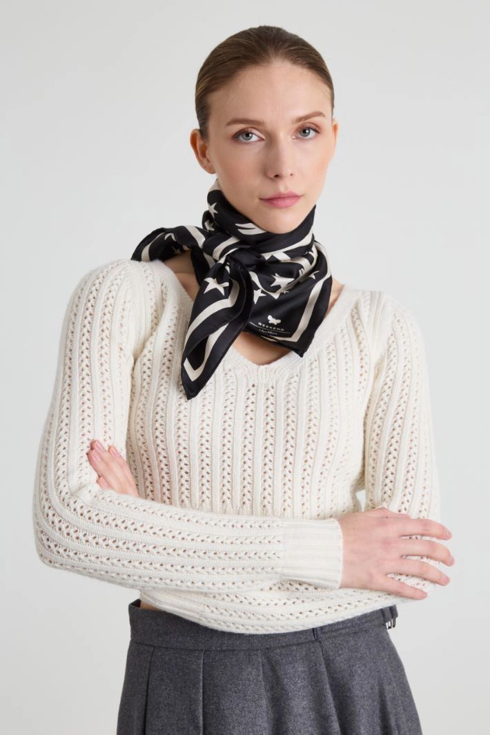 Printed silk foulard - BLACK WHITE