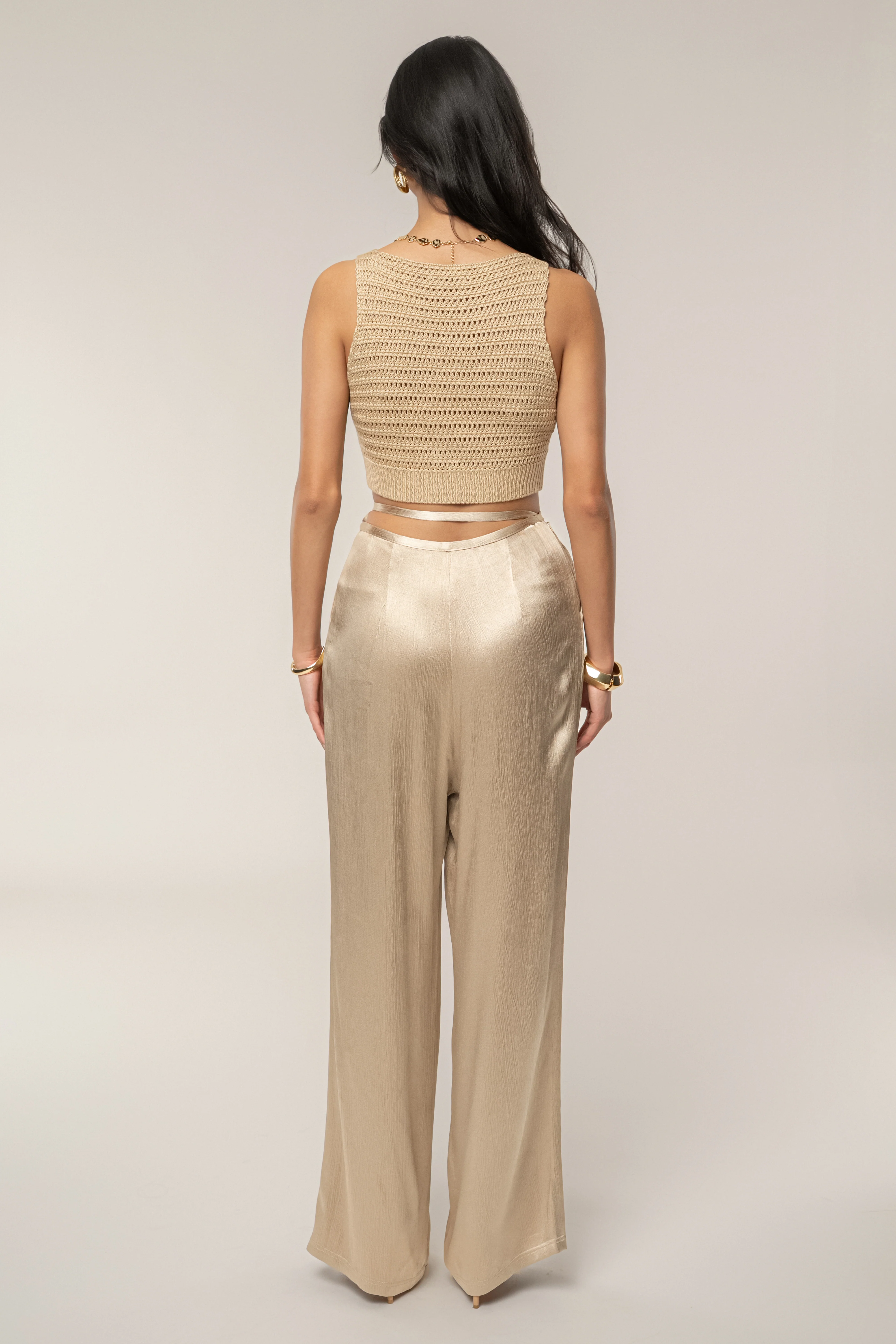 Beige Salmah Crochet Top