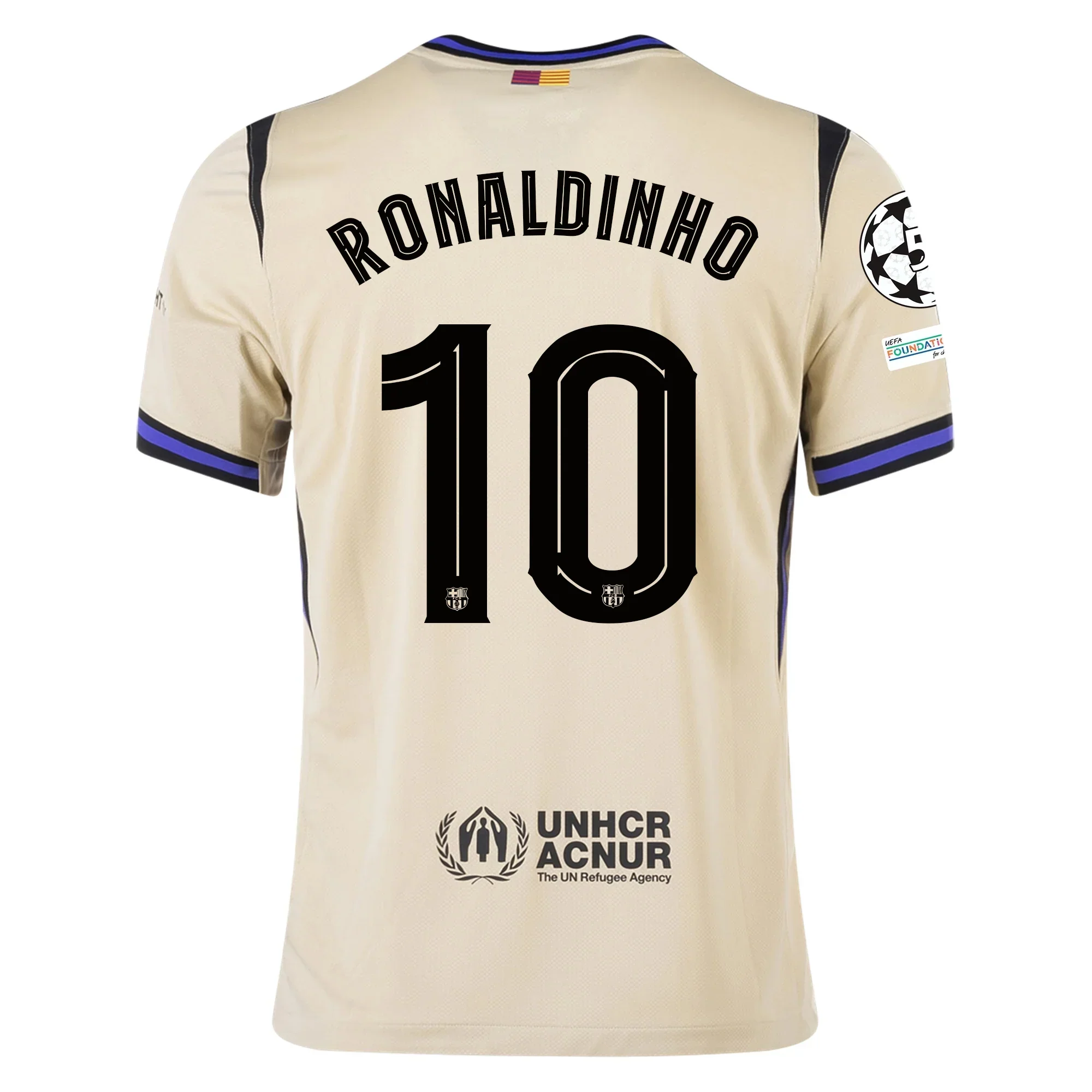Ronaldinho Men's FC Barcelona Away Jersey 25/26 w/ Champions League Patches (Team Gold/Persion Violet/Black)