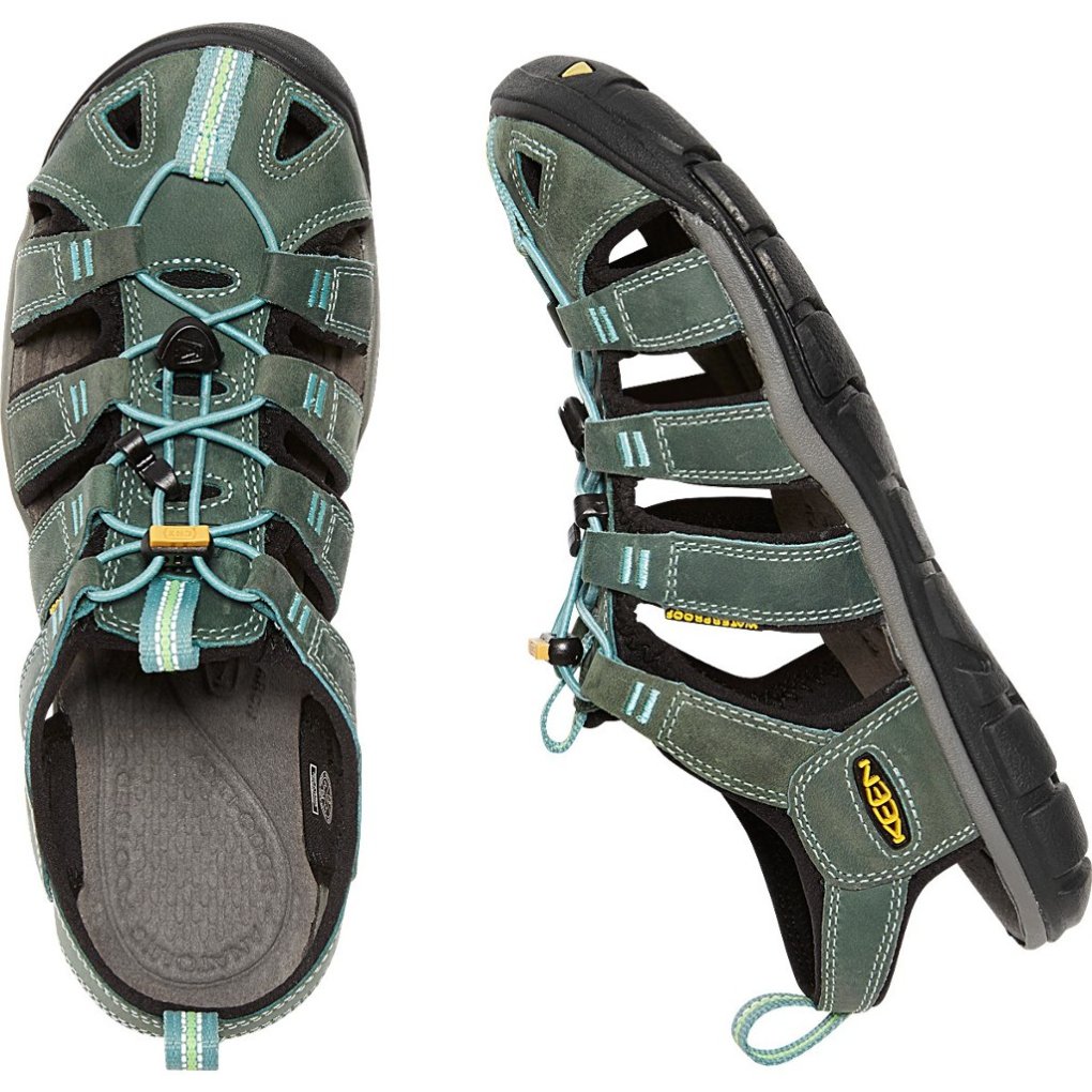 KEEN Clearwater Leather CNX Sandals Women - Mineral Blue/Yellow
