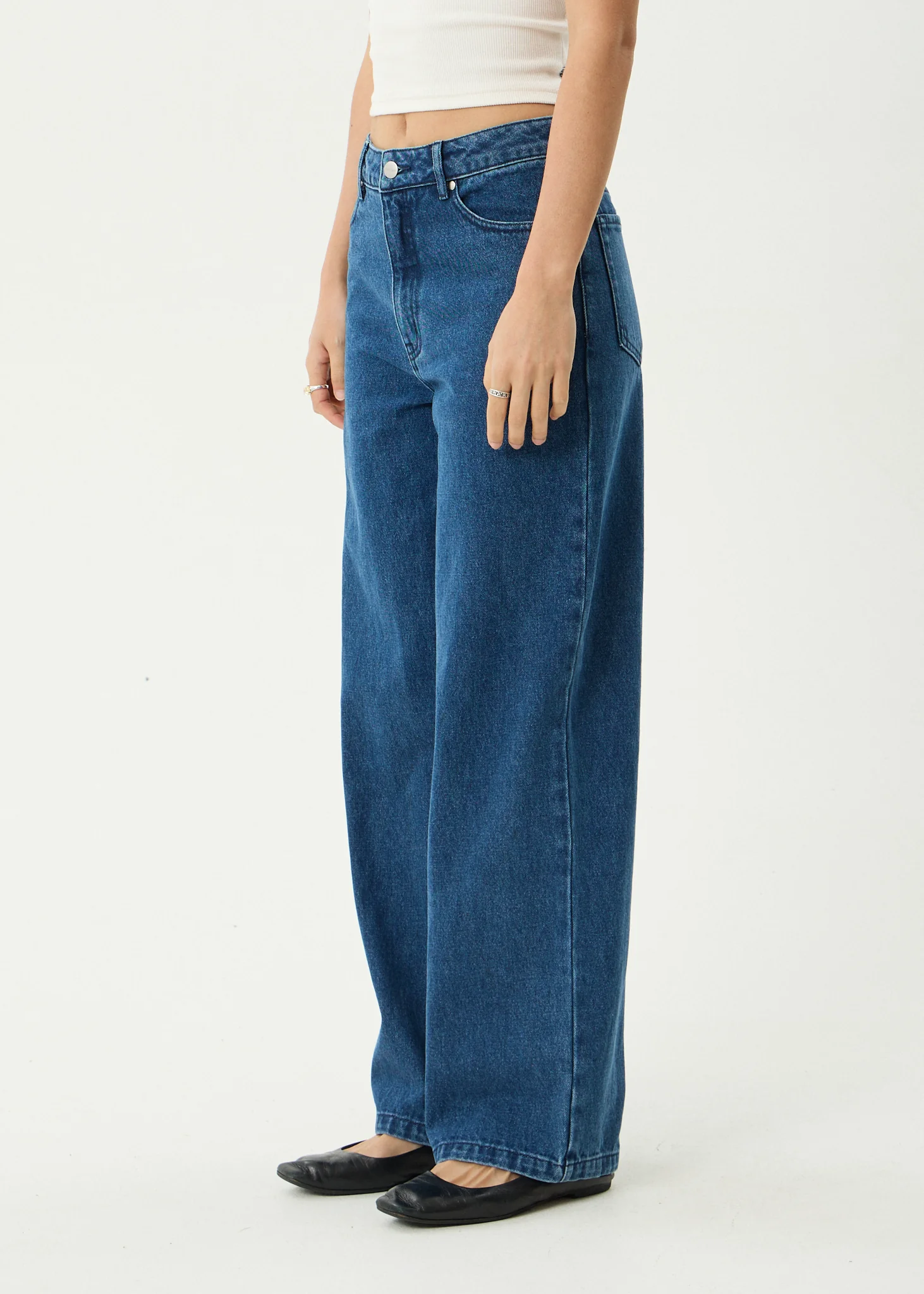 AFENDS Womens Bella - Denim Wide Leg Jean - Authentic Blue