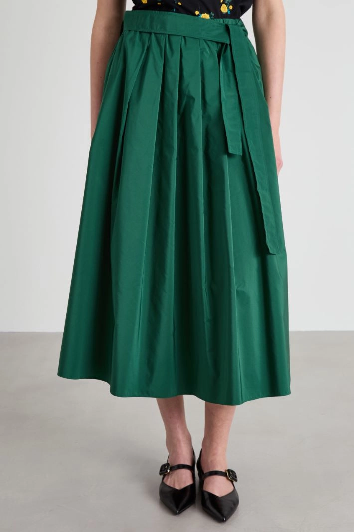 Pleated taffeta skirt - GREEN