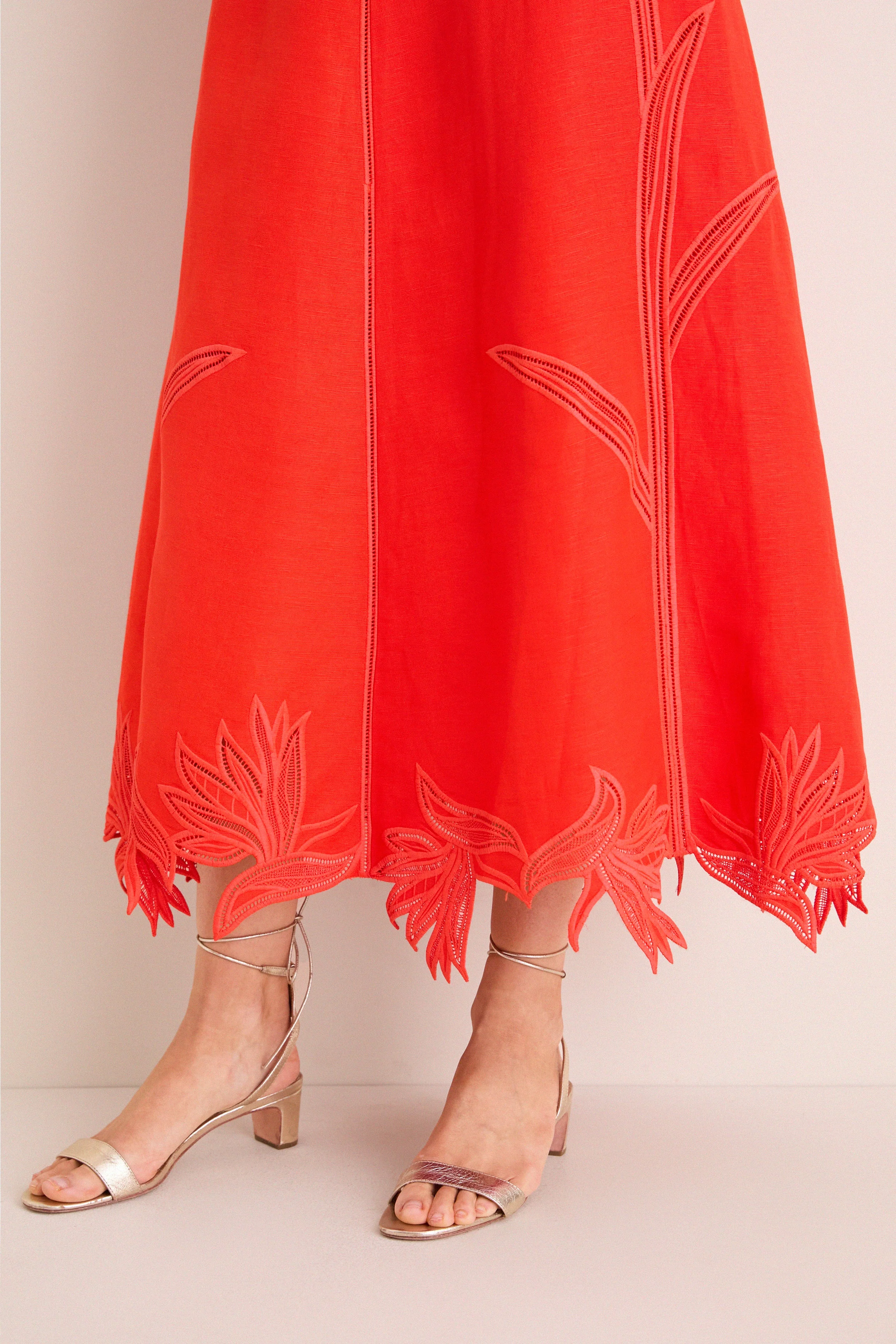 Lobster Ellery Embroidered Bustier Midi Dress