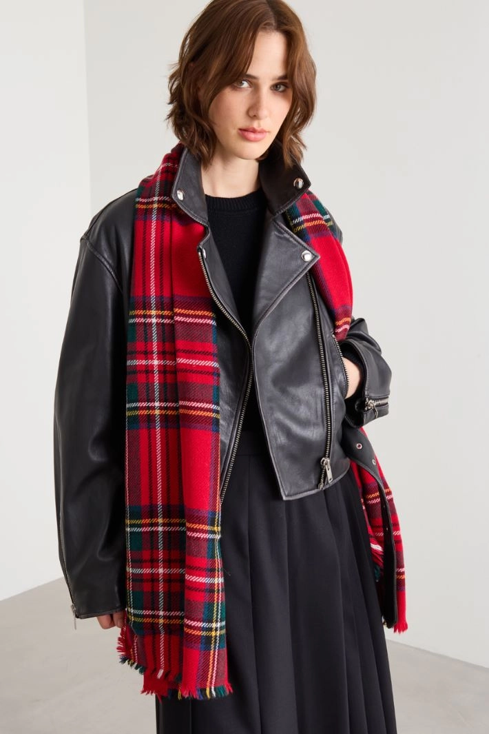 Stole in wool and alpaca - RED BORDEAUX