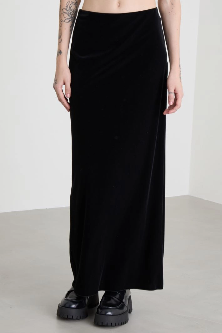 Velvet-jersey skirt - BLACK