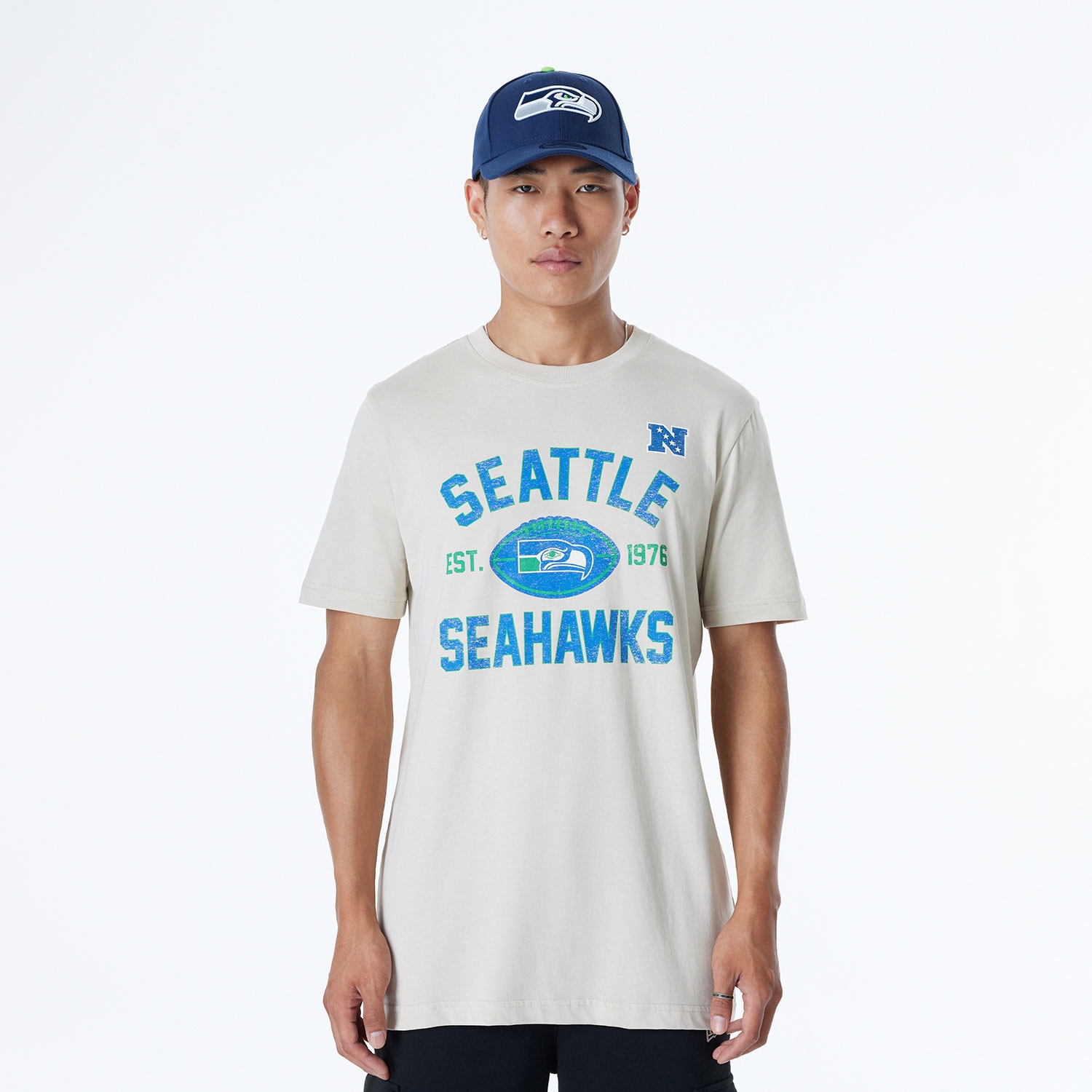 Seattle Seahawks Historic 2024 New Era 3rd Down NFL T-Shirt Stone