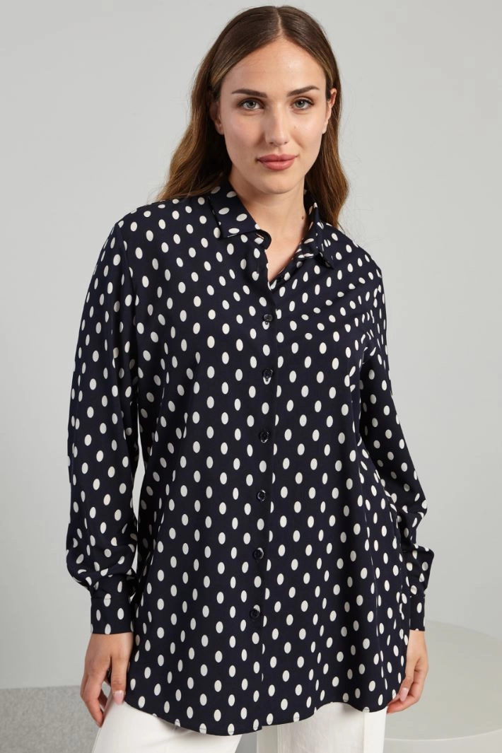 Slit-detailed shirt - BLUE WHITE