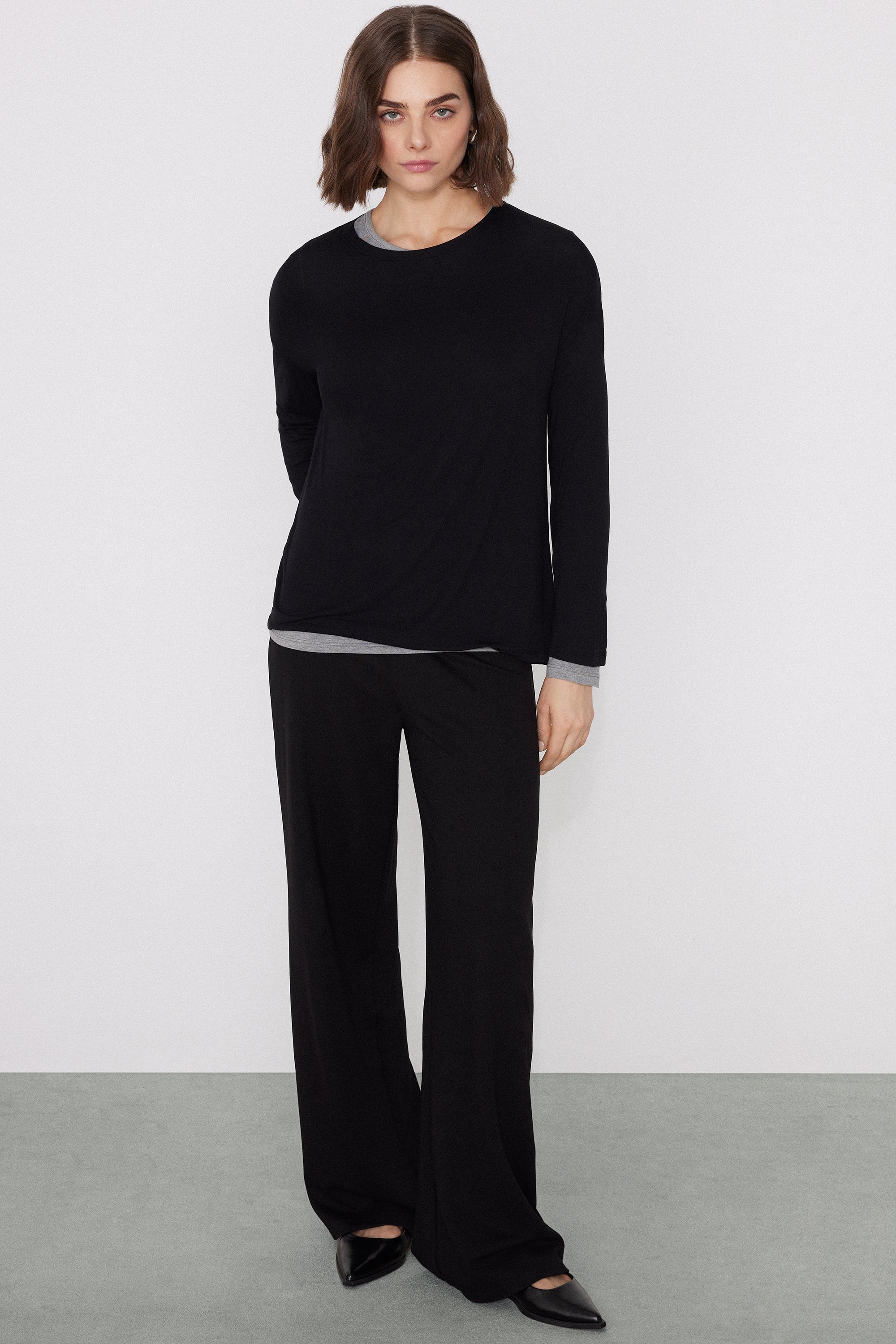 Long Sleeve Oversized Viscose Top