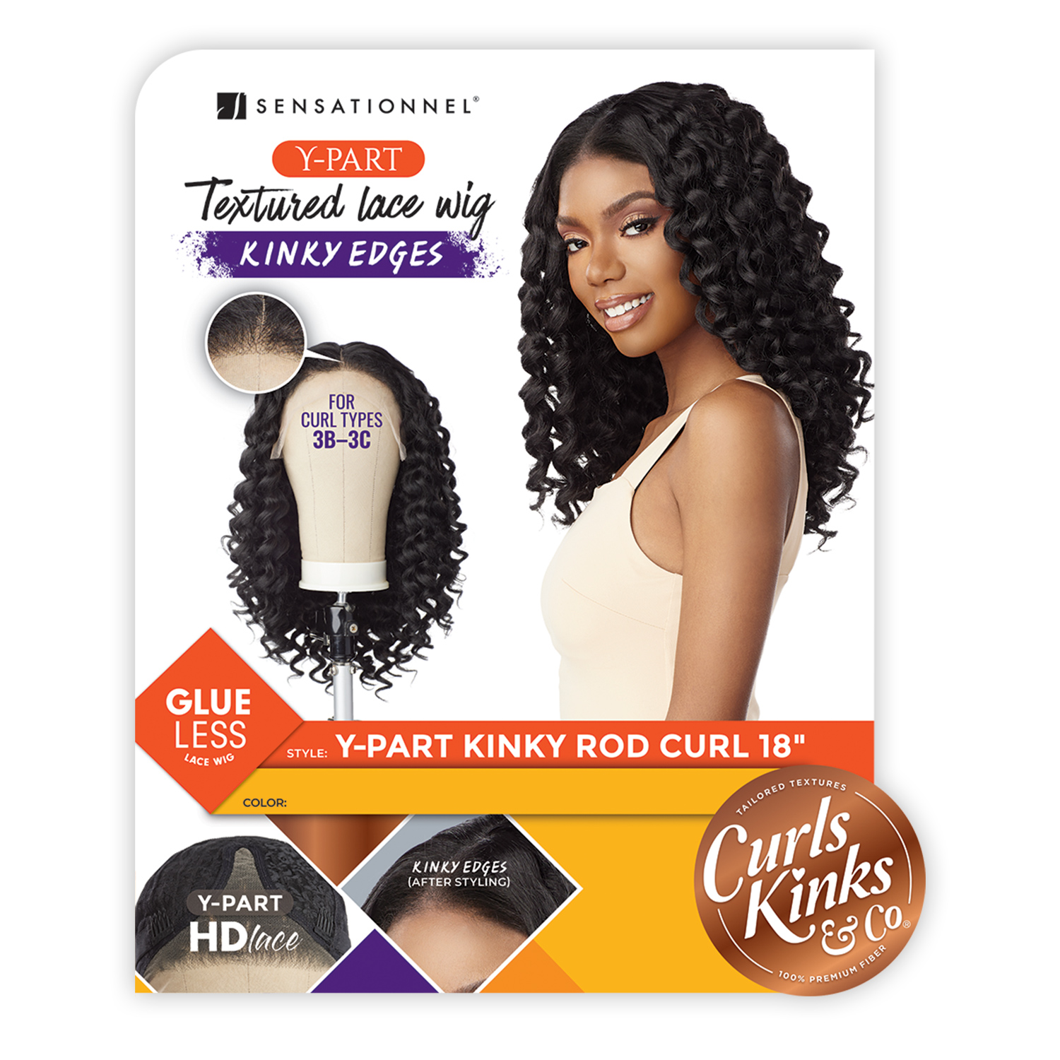 Sensationnel HD Lace Front Wig Curls Kinks N Co Glueless Kinky Edges Y-Part Kinky Rod Curl 18