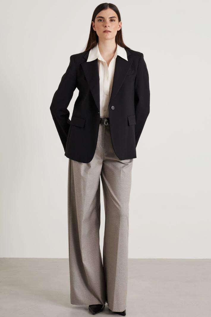 Wool canvas blazer - BLACK