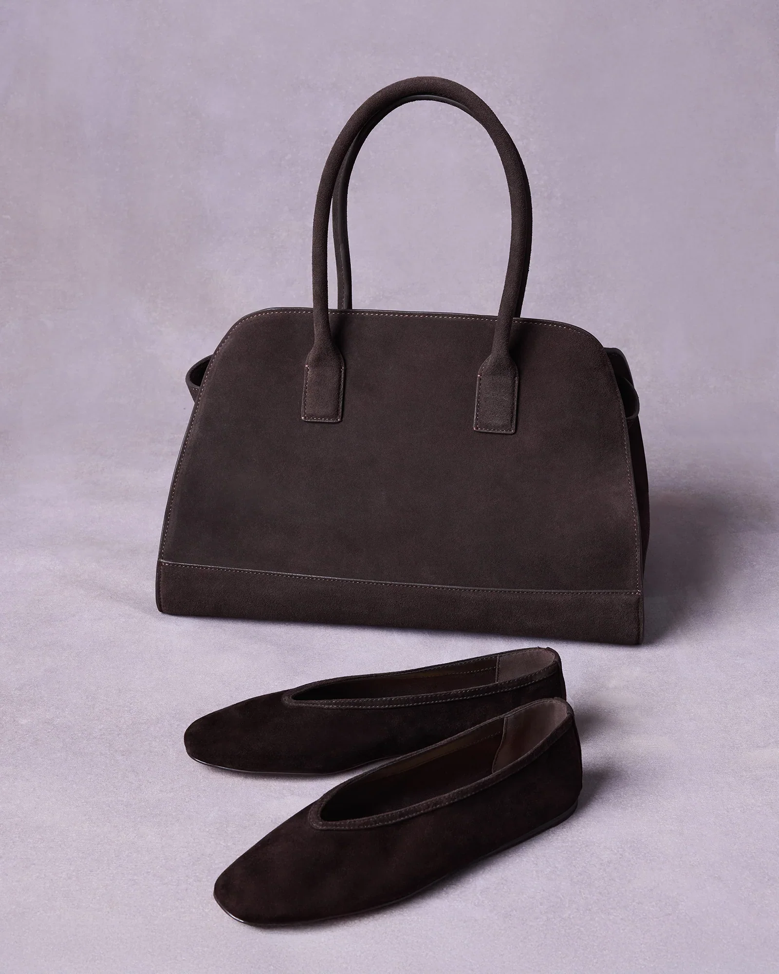 Leni Flat And Heidee Bag Brown Suede Bundle