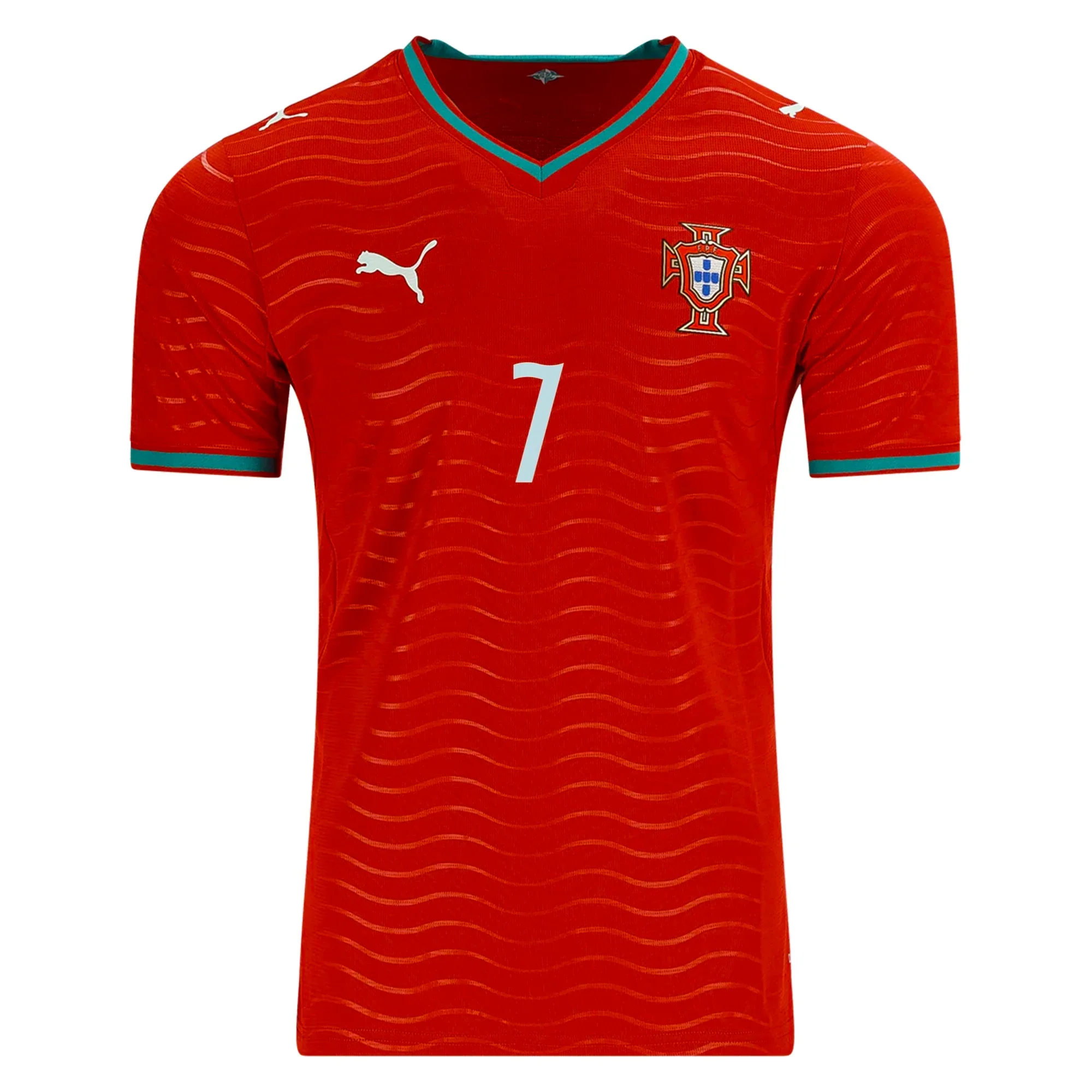 Men's Portugal Cristiano Ronaldo Home World Cup 2026 Soccer Jersey (Club Red/Green Lagoon)