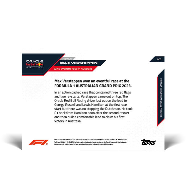 Topps UK - Wins eventful race in Australia - F1 TOPPS NOW® Card #007