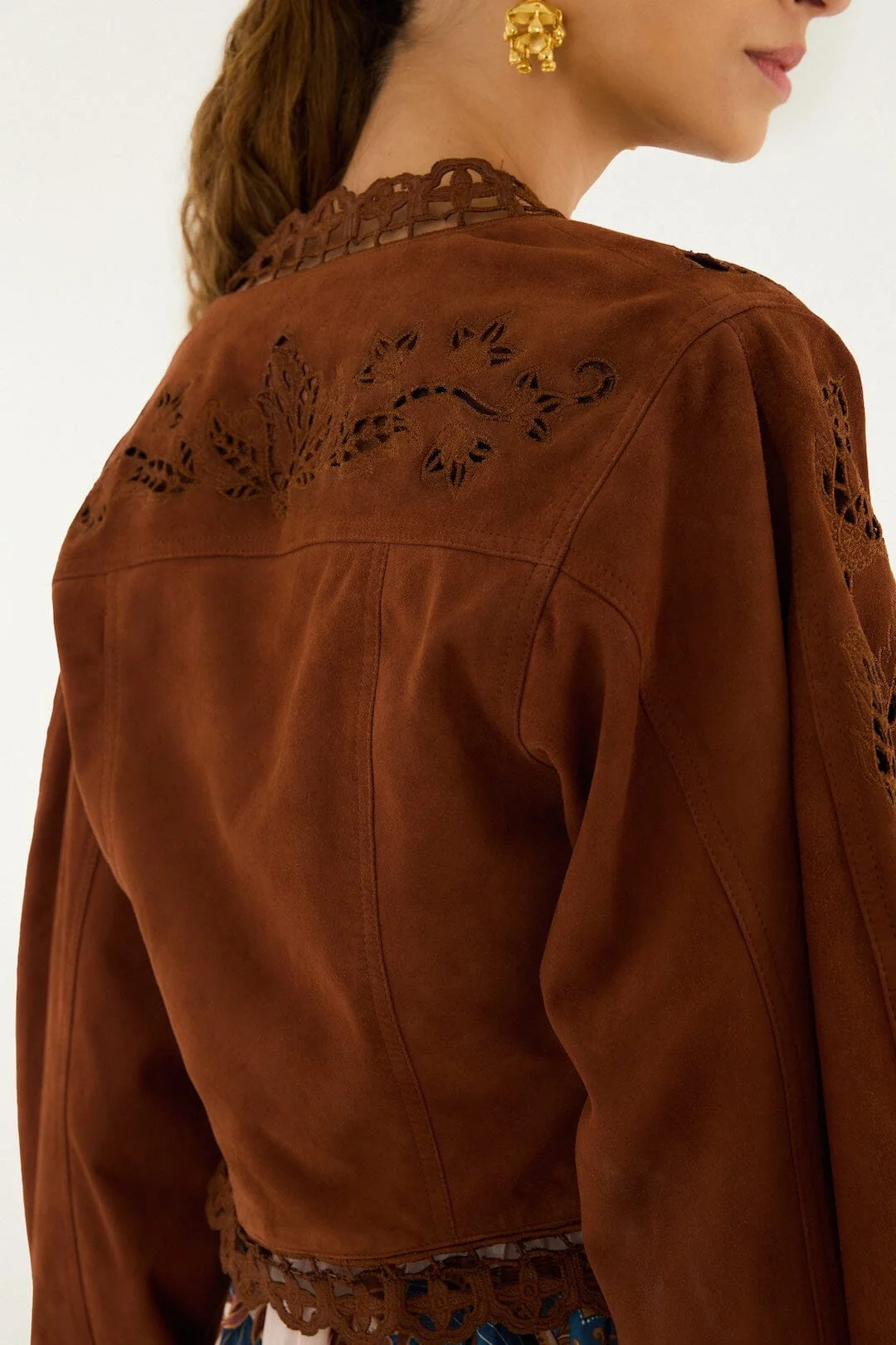 Caramel Richelieu Cropped Leather Jacket