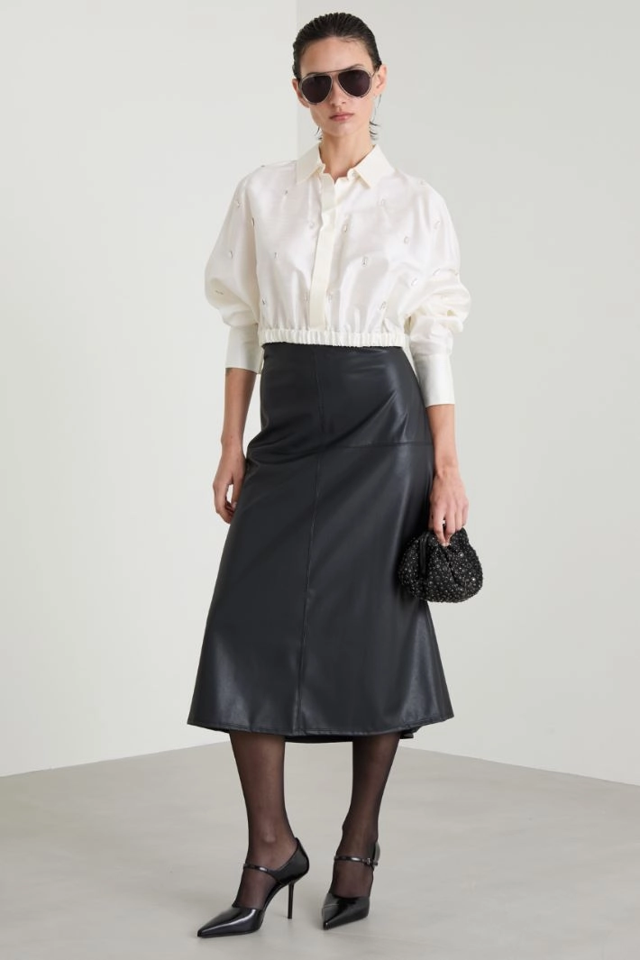 Coated jersey skirt - BLACK