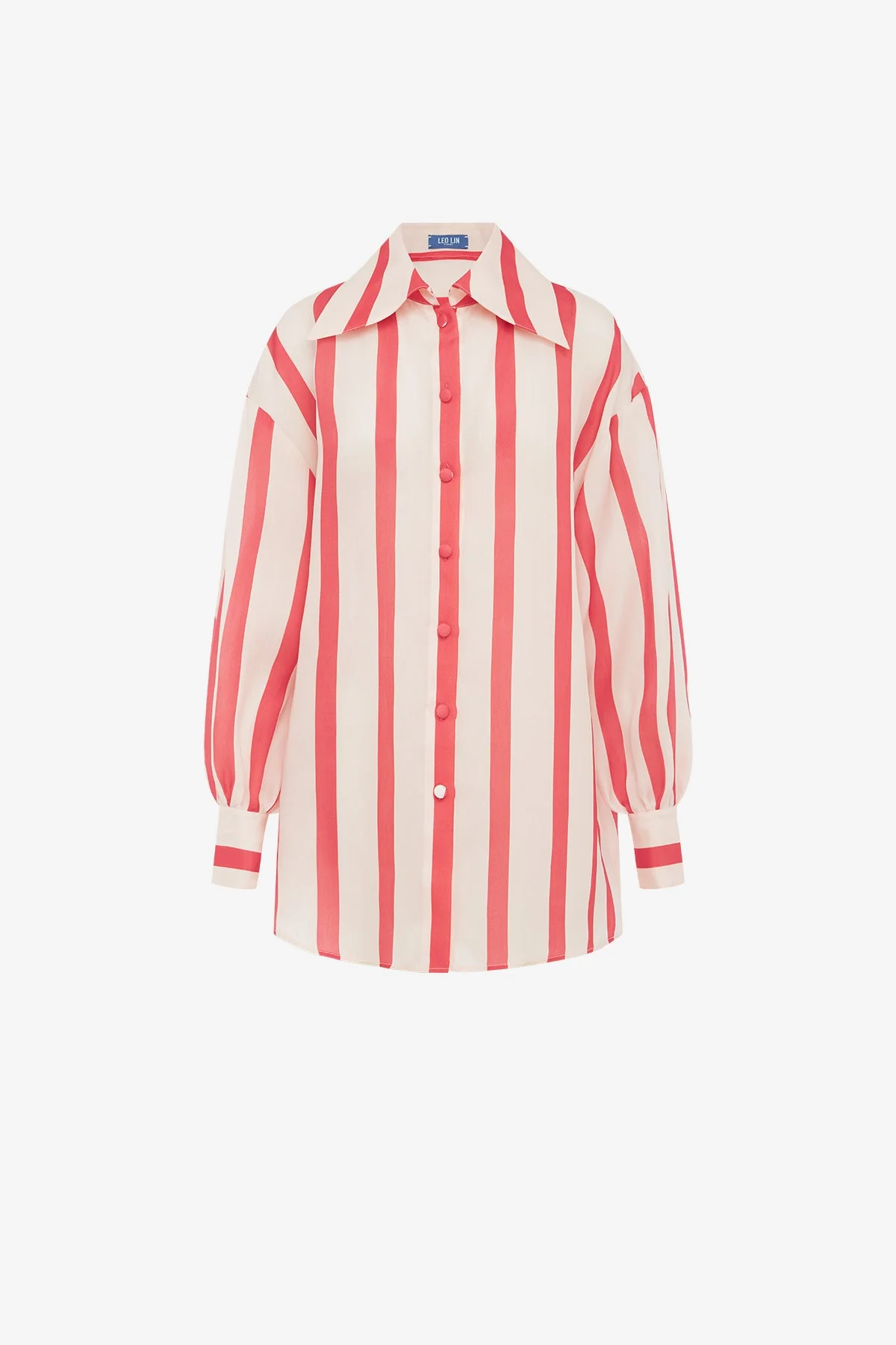 Kathleen Striped Silk Blouse - Scarlet