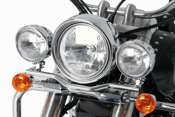 Hepco & Becker Twinlight (road) lights with bracket and cable - chromeRef: Hbe02520A / 400340 00 02