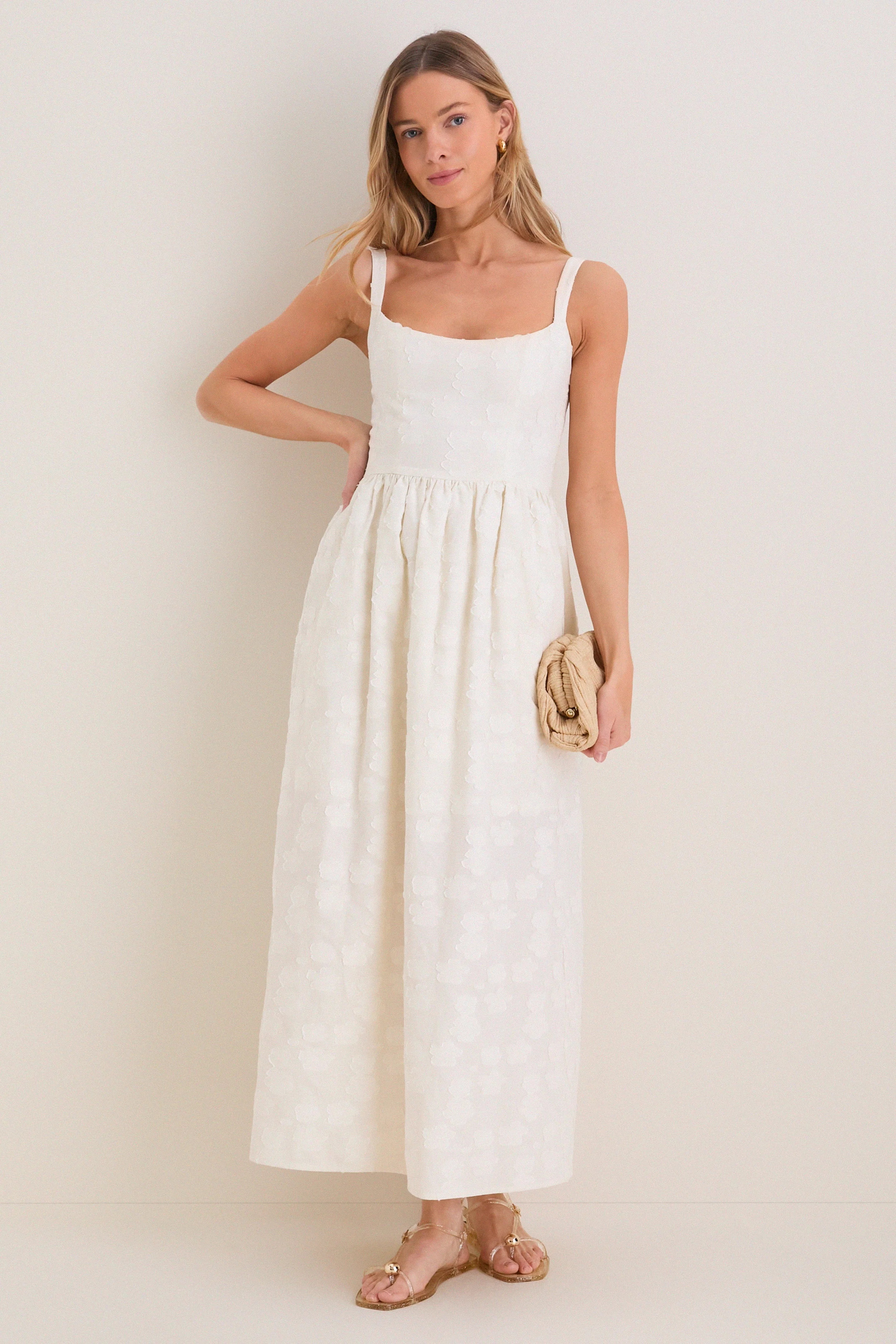 Ivory Jacquard Jour Maxi Dress