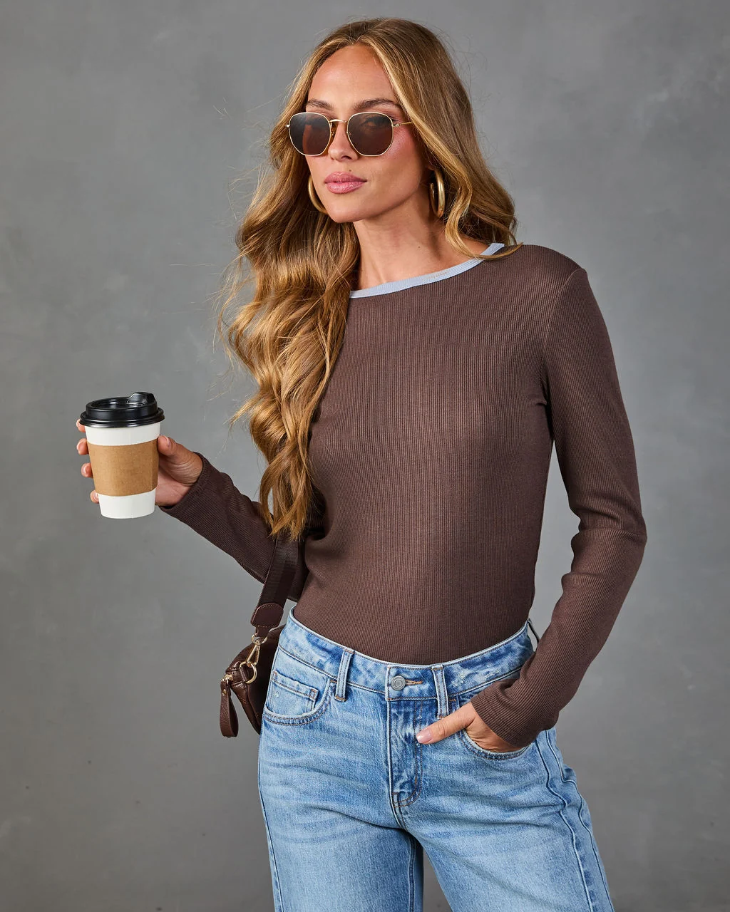 Living Life Ribbed Contrast Trim Top