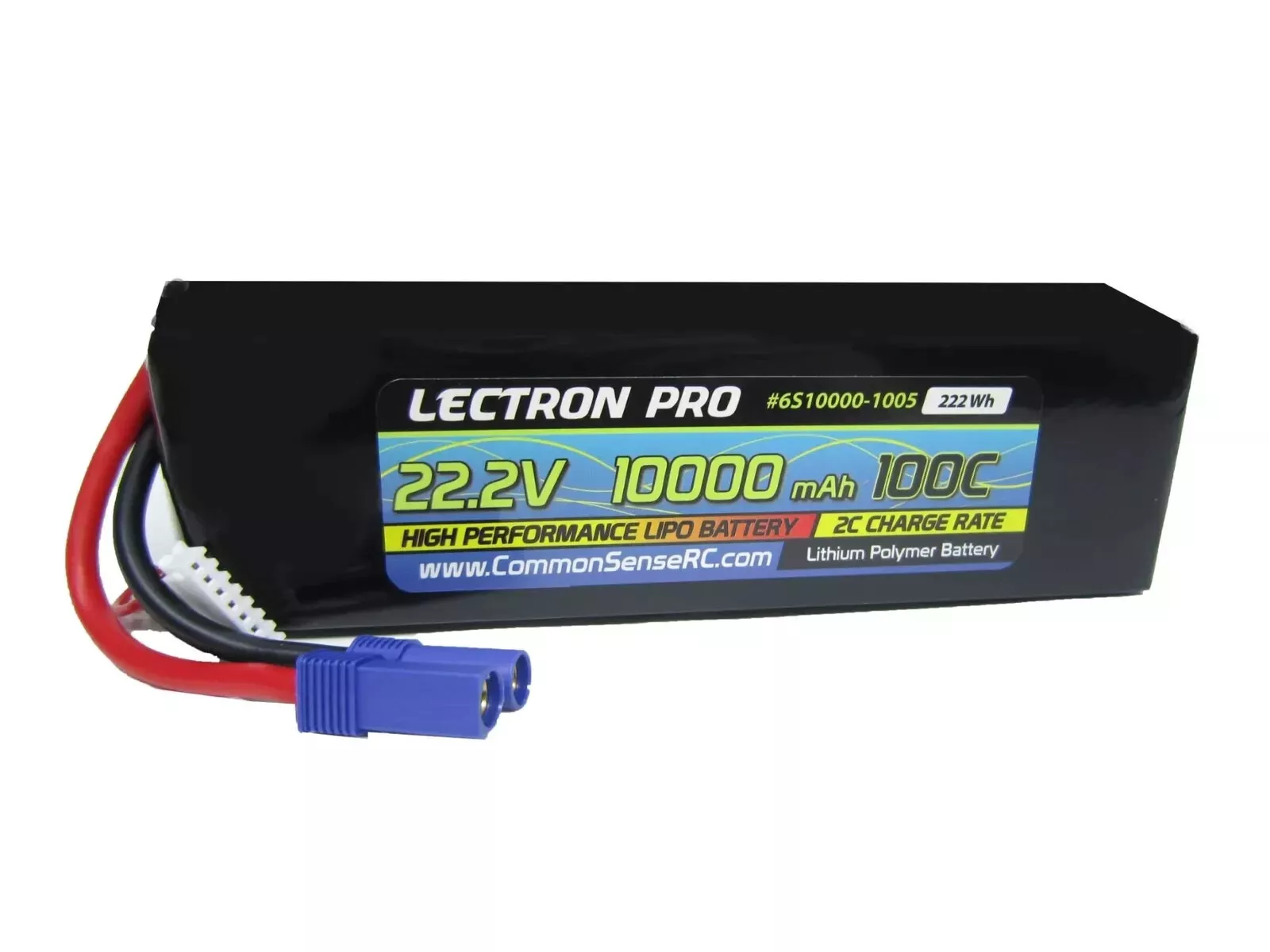 Lectron Pro 22.2V 10000mAh 100C Soft Case Lipo Battery with EC5 Common Sense RC #6S10000-1005
