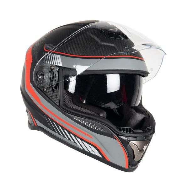 Casque intégral Dexter CONTINENTAL CARBON DECAL MATT 22.06 - Carbone / RougeRef : DX0451
