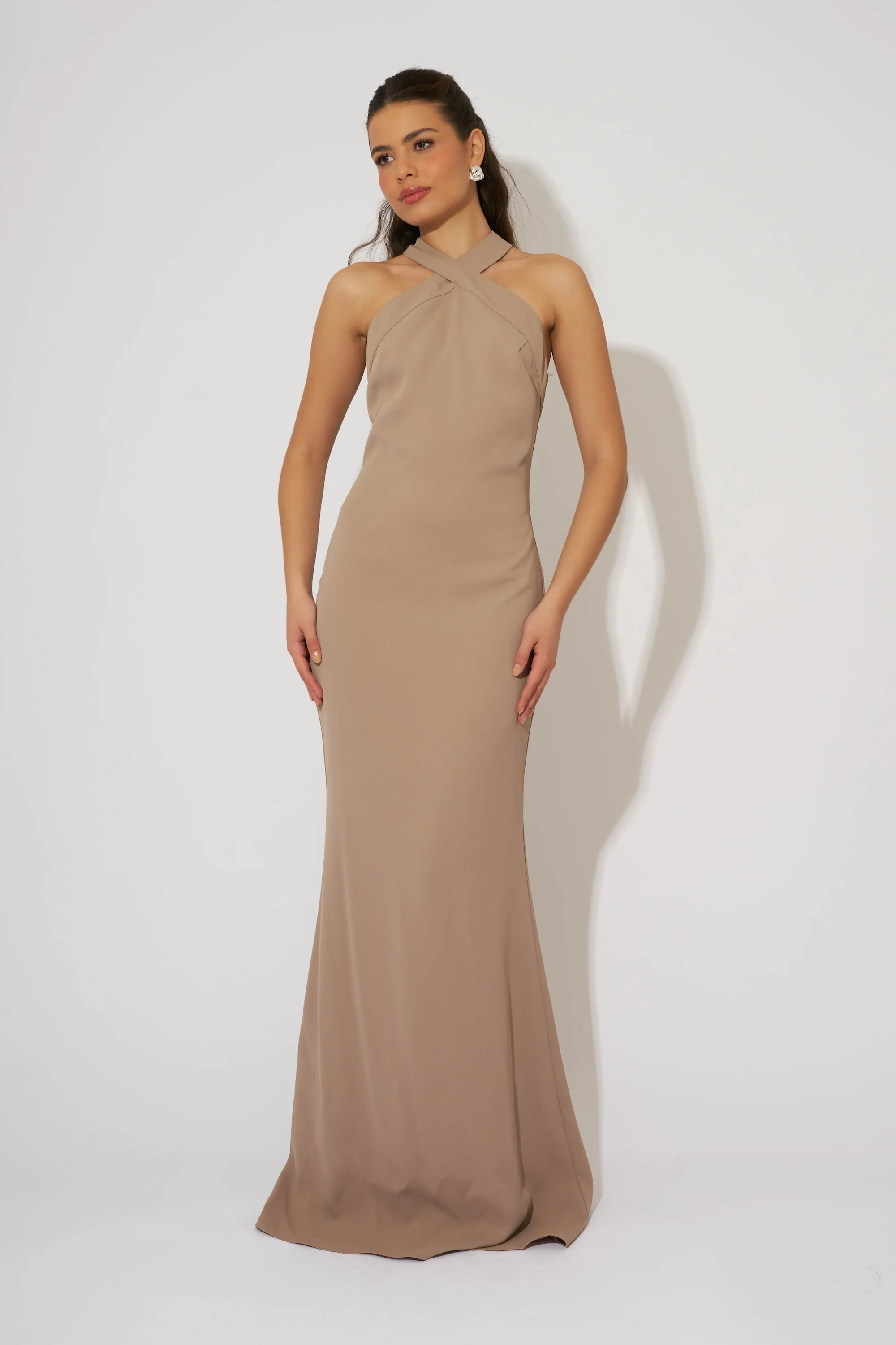 Cross Halter Neck Maxi Dress