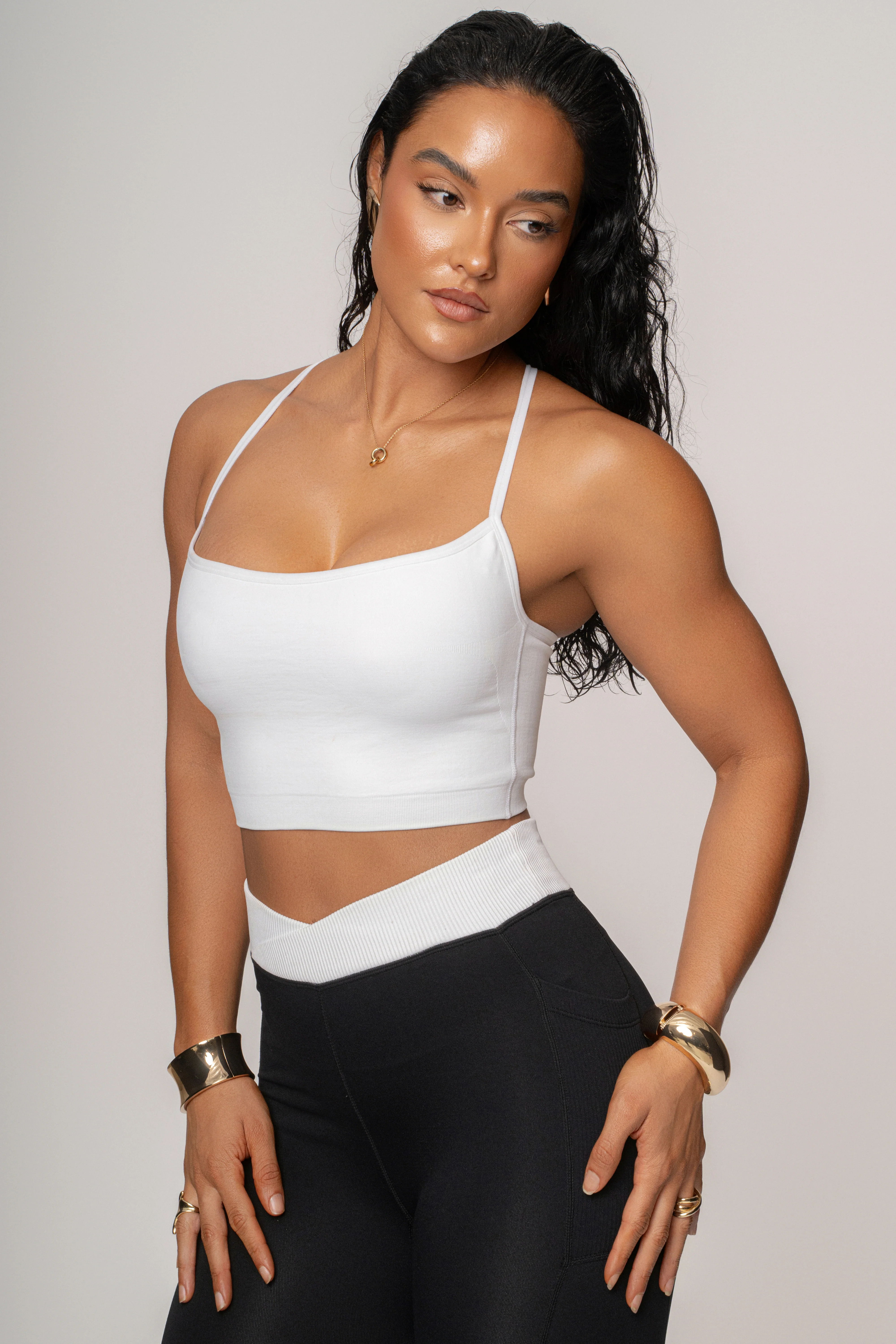 White Active Crop Top
