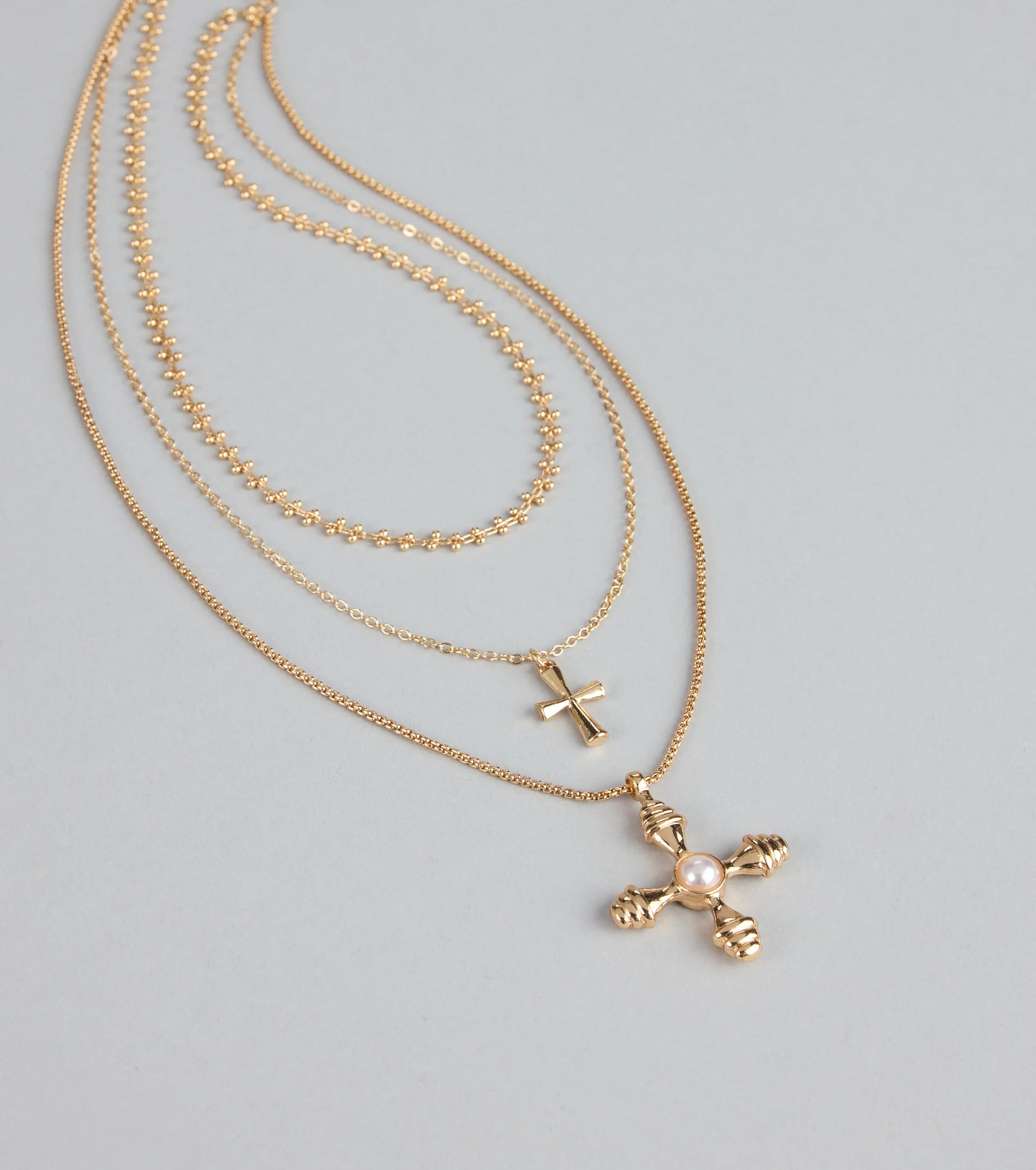 Divine Drip Layered Cross Necklace